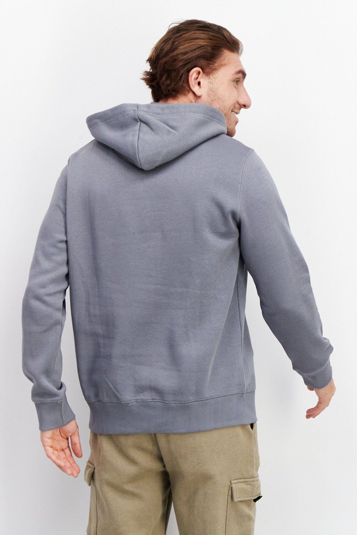 French Connection-Men Brand Logo Hooded Sweatshirt, Slate Grey 2