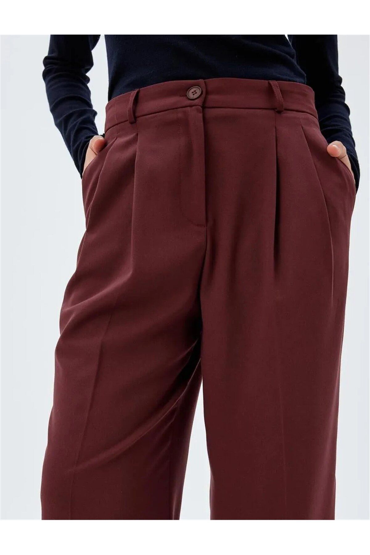 Koton-5wak40154pw 464 Pantaloni țesuți de damă roșu Claret 5