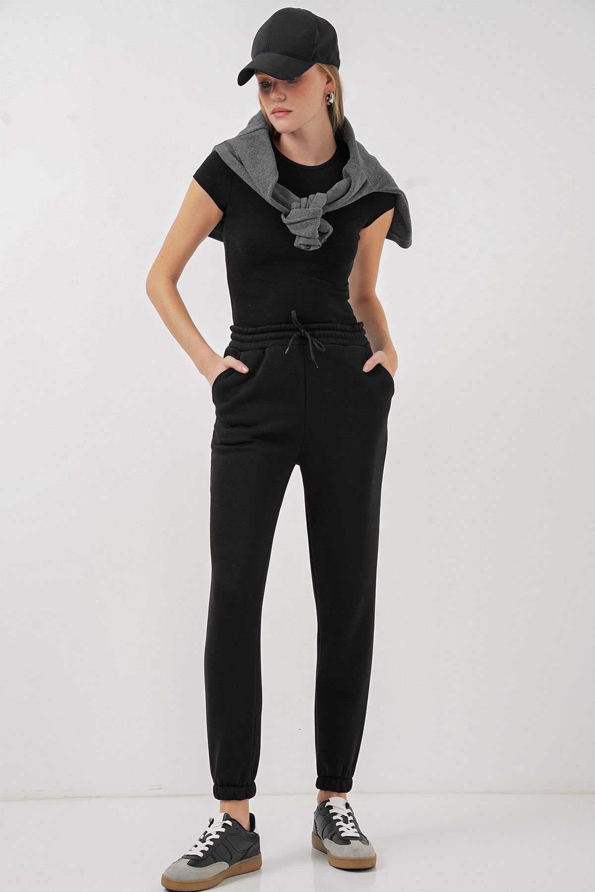 Bigdart-55450 Pantaloni de trening negri cu trei fire 3