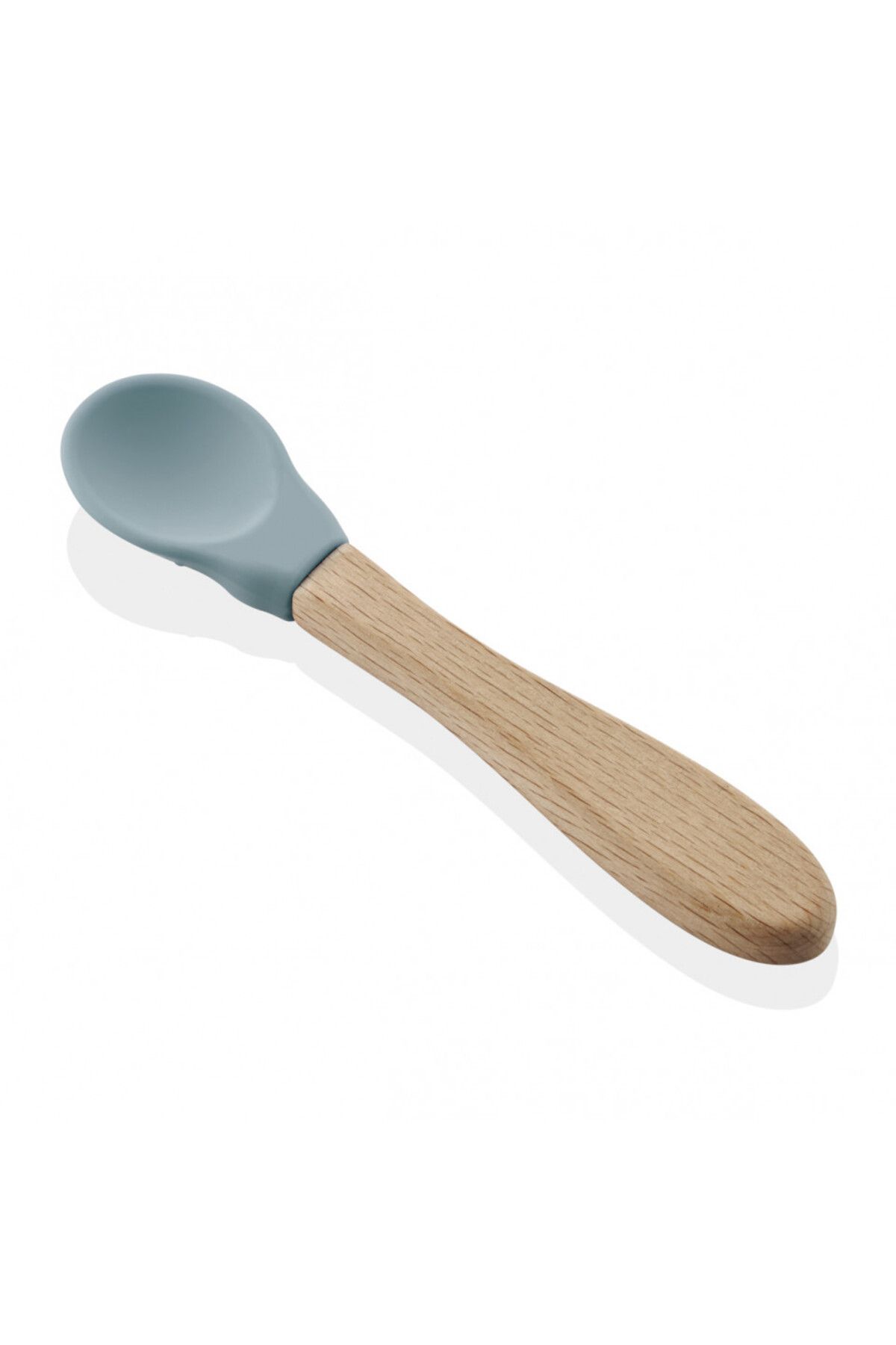 Babyjem Lingurita Cu Maner Din Lemn Si Varf Rotunjit Din Silicon Babyjem (culoare: Vernil) - One Size