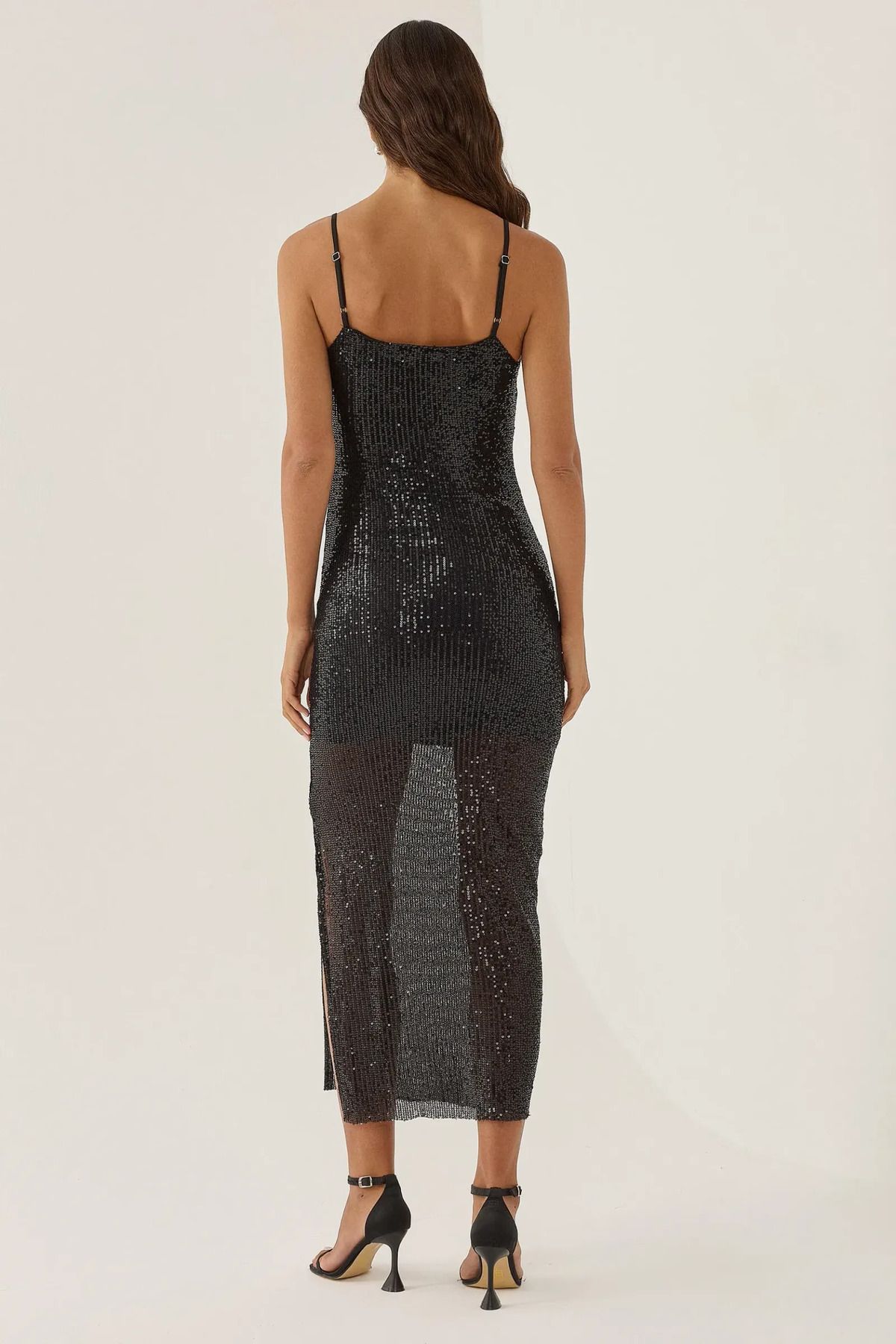 Hiccup-Sequined Midi Dress with Slit Detail 4