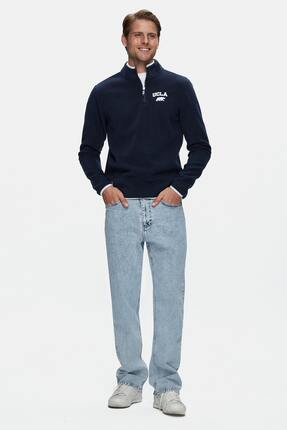 Ucla CORNING Lacivert Yarım Fermuarlı Nakışlı Dik Yaka Polar Standard Fit Erk...