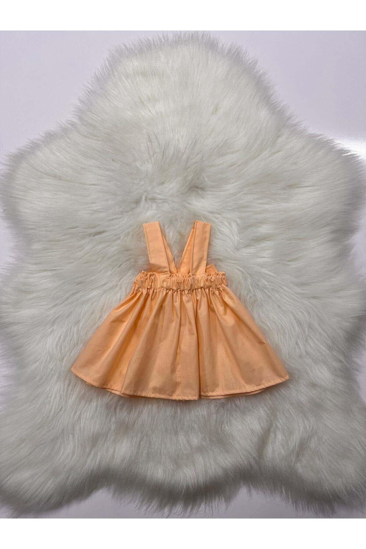 Moda Lina Baby Kız Çocuk Düz Renkli Askılı Elbise fotoğrafı 5 (önizleme)