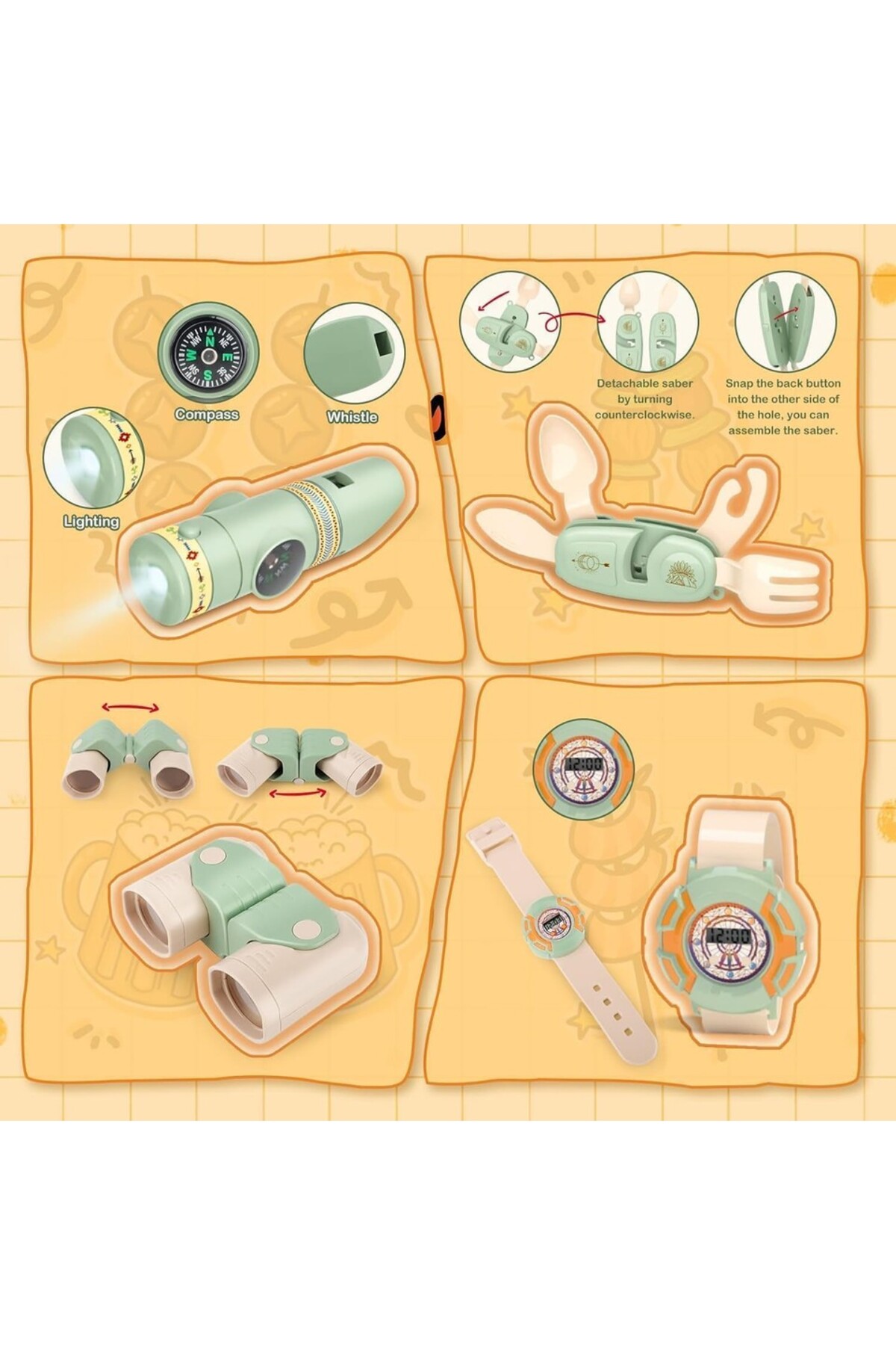 Learning Toys Learning Fun 13 Parça Işıklı Çadırlı Kamp Eşyaları Seti Oyuncak Oyun Seti Çocuk Oyun Çadırı fotoğrafı 4 (önizleme)