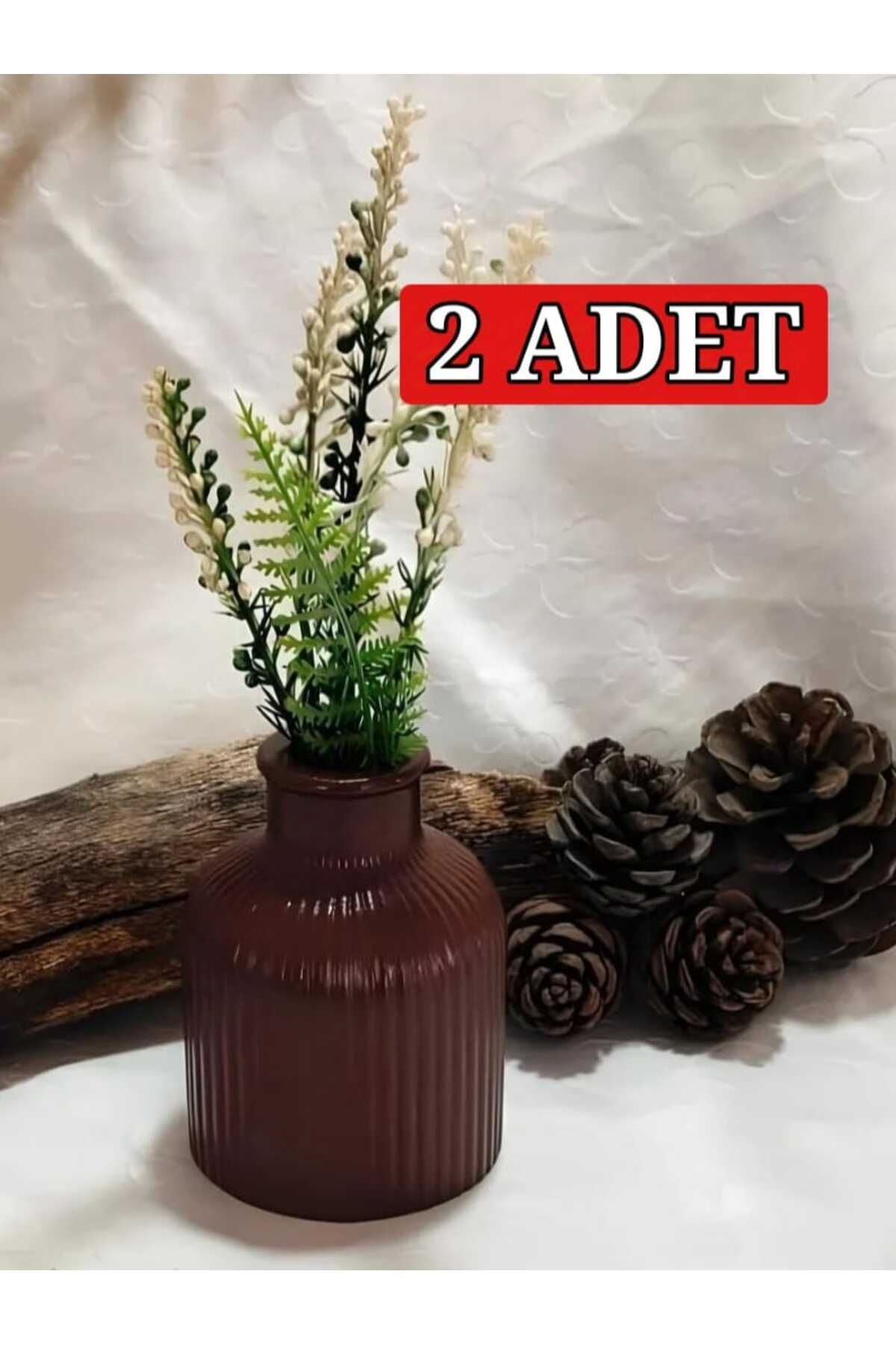Elioure Kahverengi Çizgili Vazo, Pampas ve Kuru Çiçekler için Şık Dekorasyon Parçası