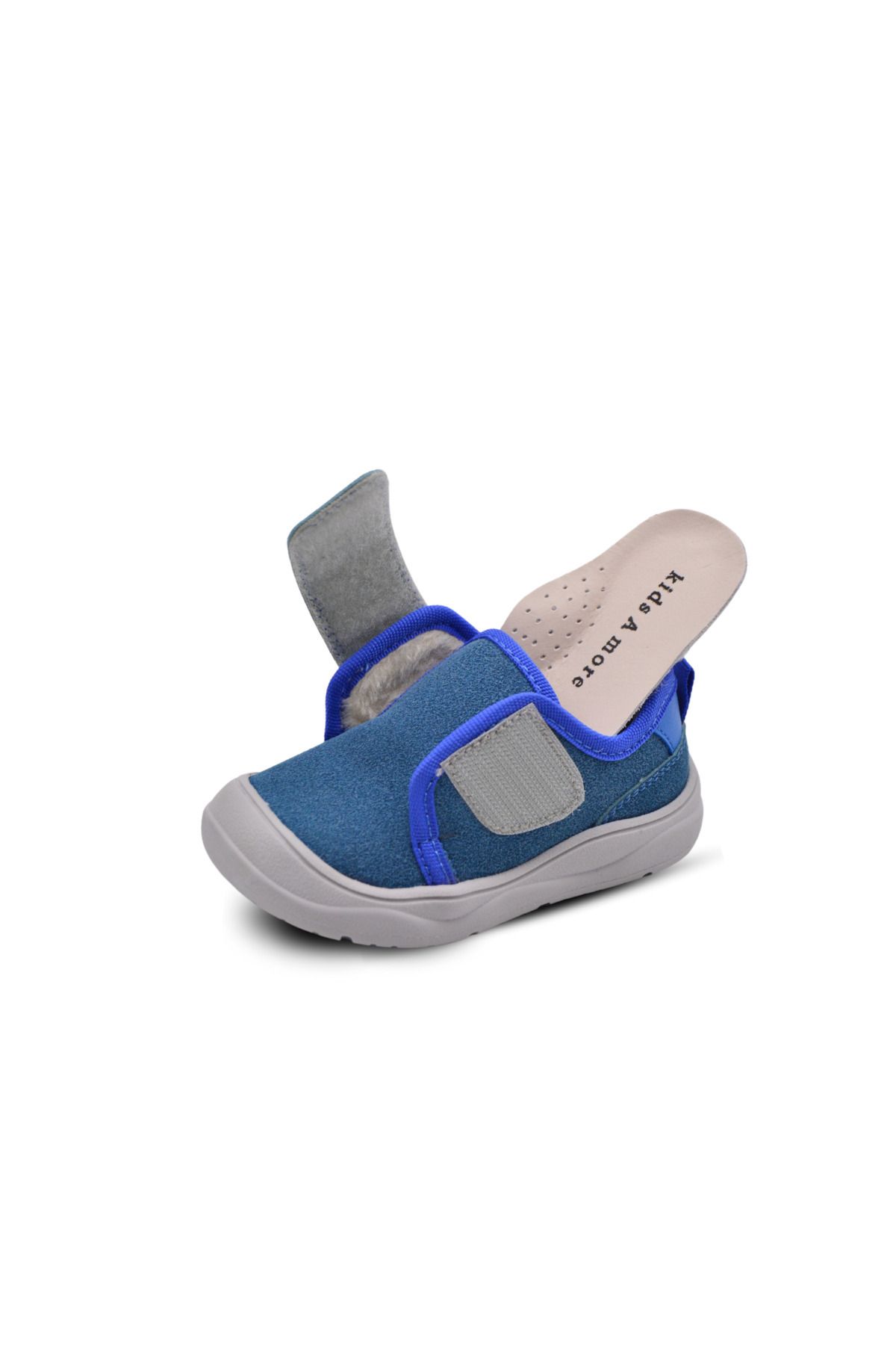 kids A more-Blue Anatomical Baby Boy Shoes - Wide Single Velcro and Plush Inside 6