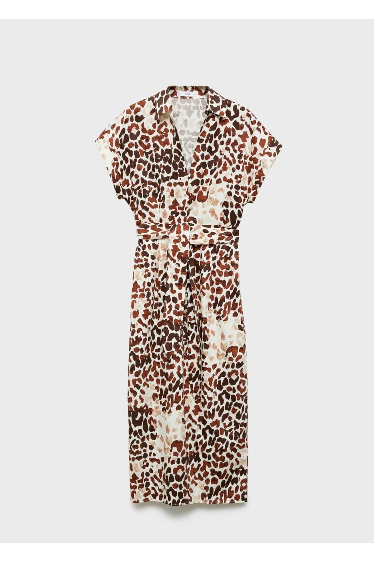 MANGO Woman-Leopard Print Tie Detailed Dress 3