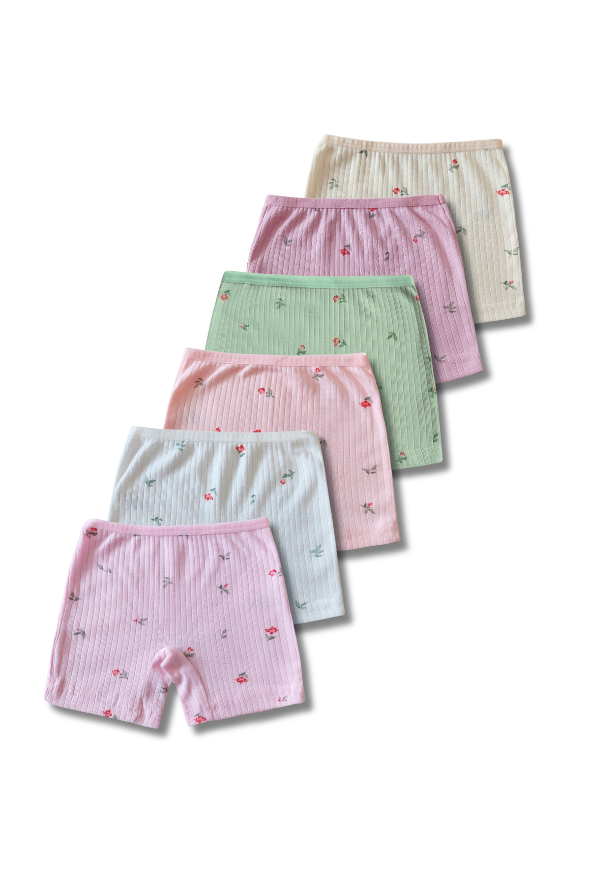 GizaKids %100 Pamuklu Kız Çocuk Fitilli Kaşkorse Atlet Fanila Boxer Külot İç Çamaşır 6lı Set fotoğrafı 5 (önizleme)