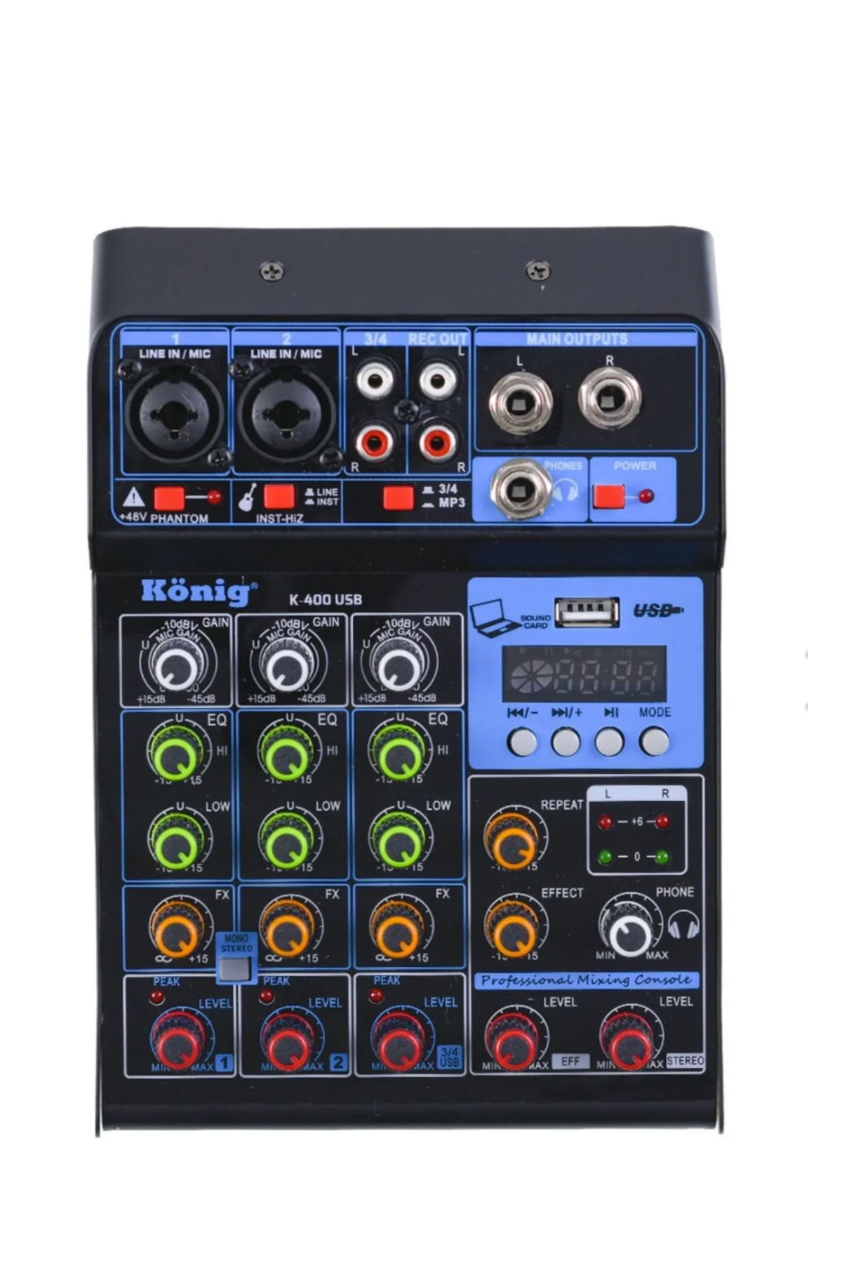 ERT König K-400 4 Kanal Usb Girişli Bluetooth Deck Mixer