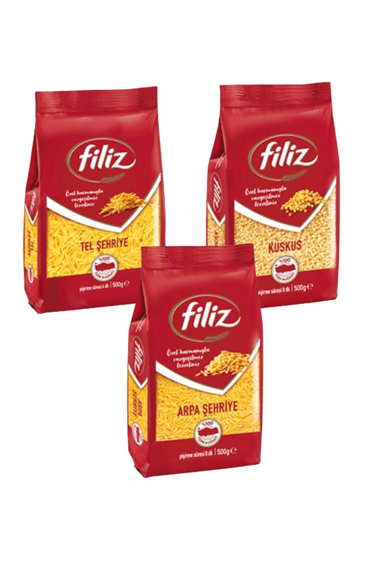 FİLİZ Filiz Arpa Şehriye 500 g Tel Şehriye 500 g Kuskus 500 g 3 lü Set