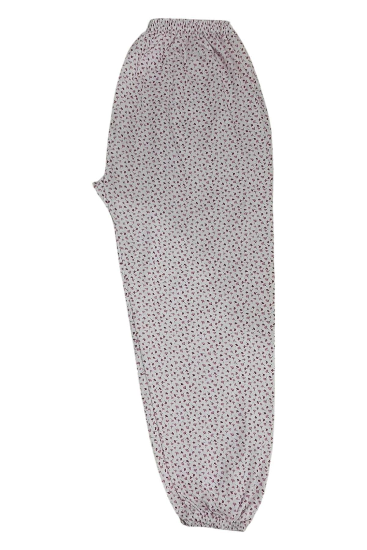 SİERNA Kadın Kışlık Anne Desenli Uzun Beli Lastikli Penye Pijama Altı Bilek Lastikli srn-004449