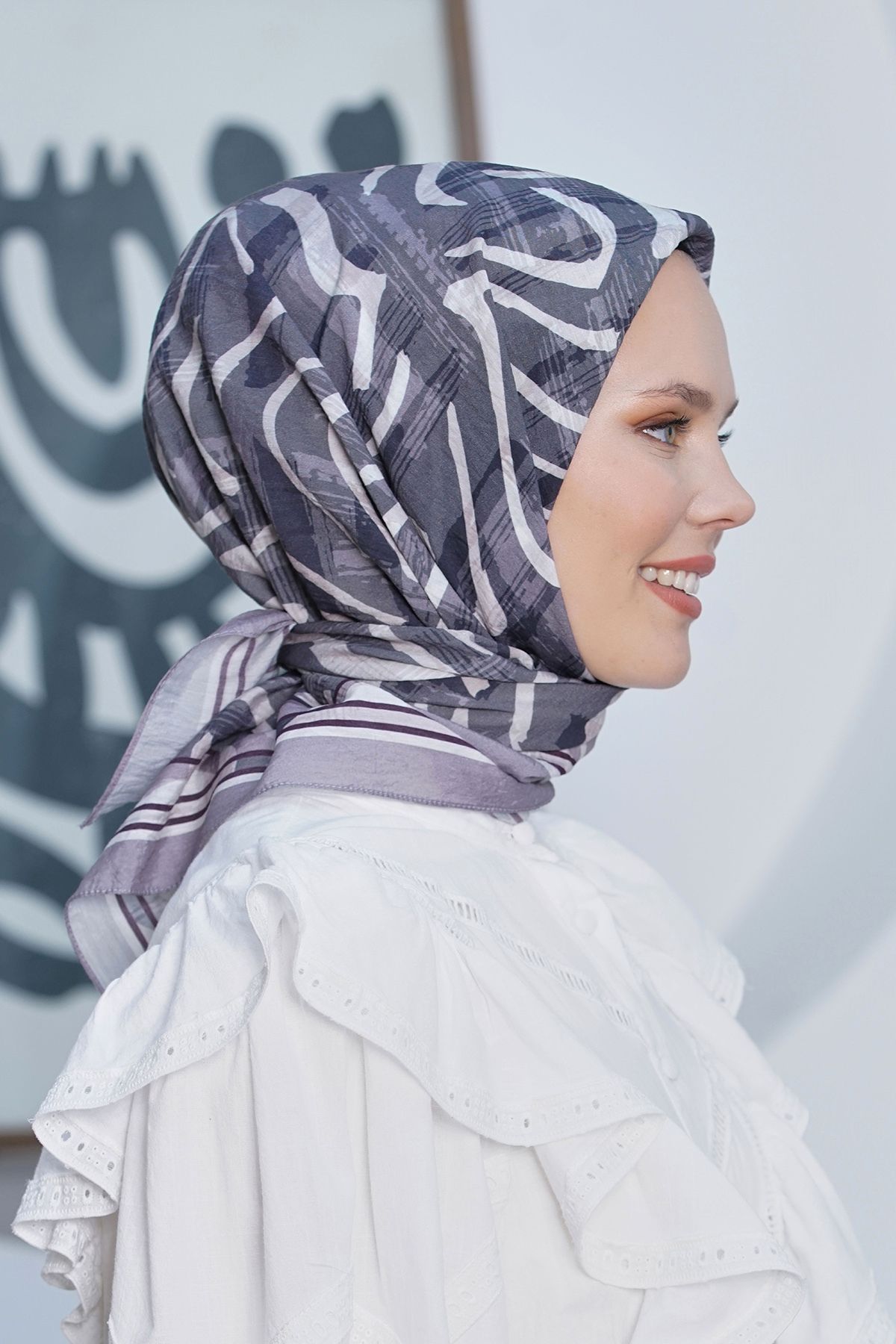 روسری خاکستری حجاب الماس ARTE IPEKSI 4287 Loryan