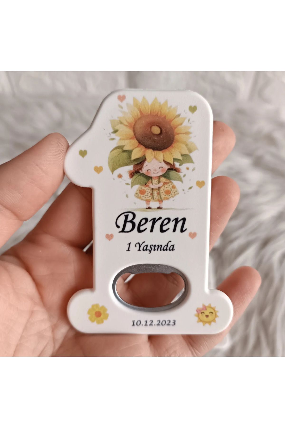Doğrukan Hediyelik 10 adet ayçiçekli kızlı 1 rakam açacak doğum günü magnet yenidoğan doğum günü mevlüt hediyelikleri