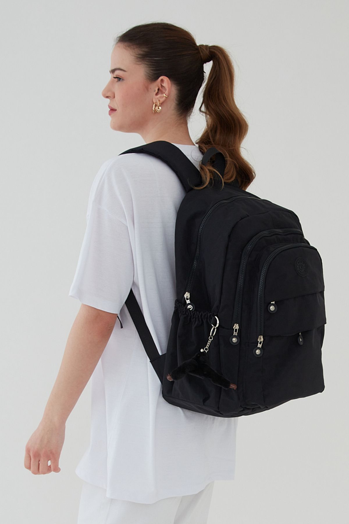 Rosso Collina-Rucsac de călătorie unisex Crinkle Black de dimensiuni mari - Multi-compartiment, hidrofug 4