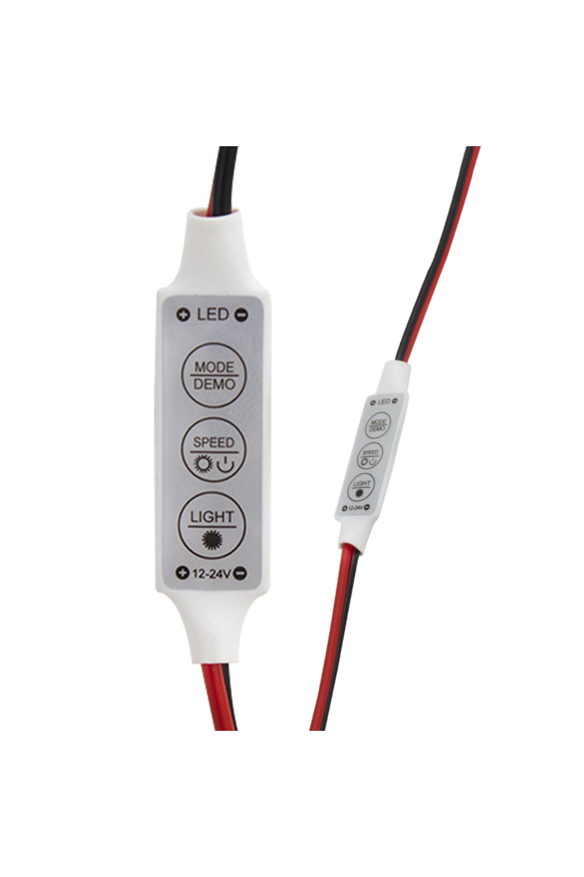doremodam MİNİ ÜÇ TUŞLU TEK RENKLİ 12-24 VOLT LED KONTROL CİHAZI ( KIRMIZI- SİYAH KABLO) (4767) - Li