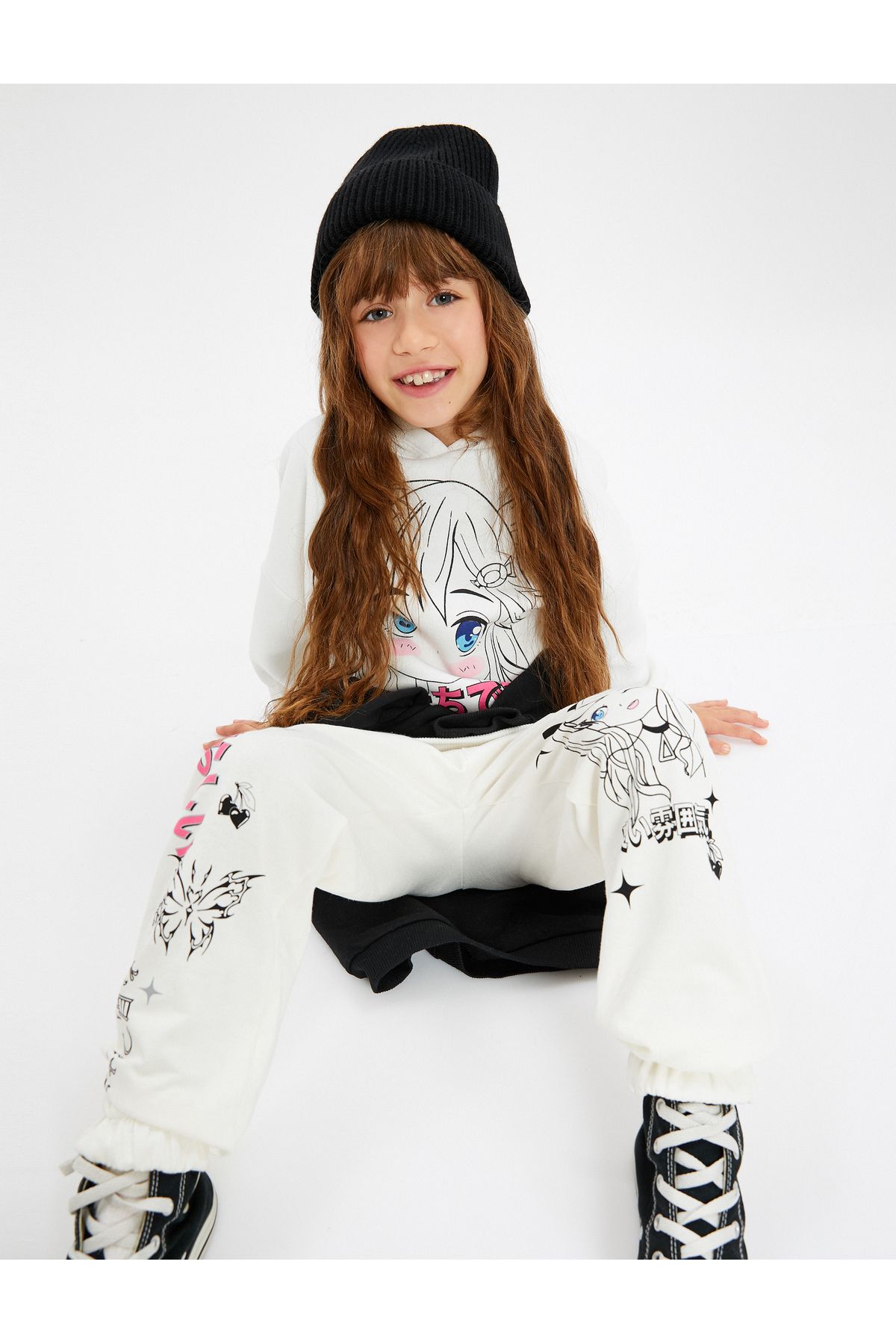 Koton-Japanese Printed Cotton Jogger Sweatpants - with Pockets and Elastic Waist 1