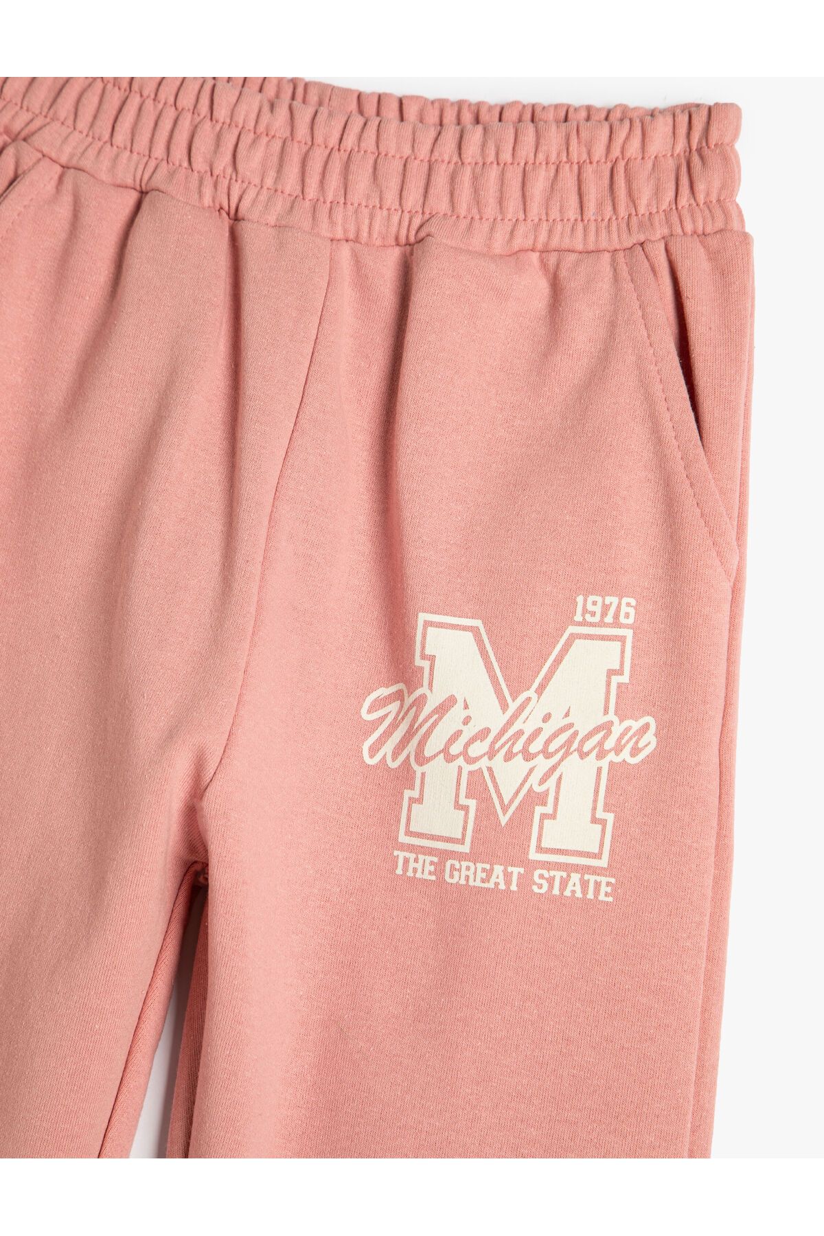 Koton-Basic Jogger Sweatpants with Print Detail, Elastic Waist, Pocket, Ribbon 3