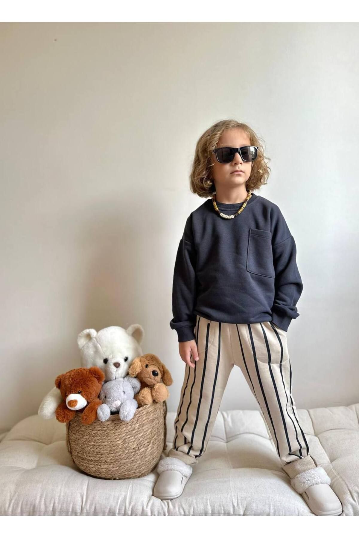 MİO-Boy's 3 Thread Striped Double Suit 3