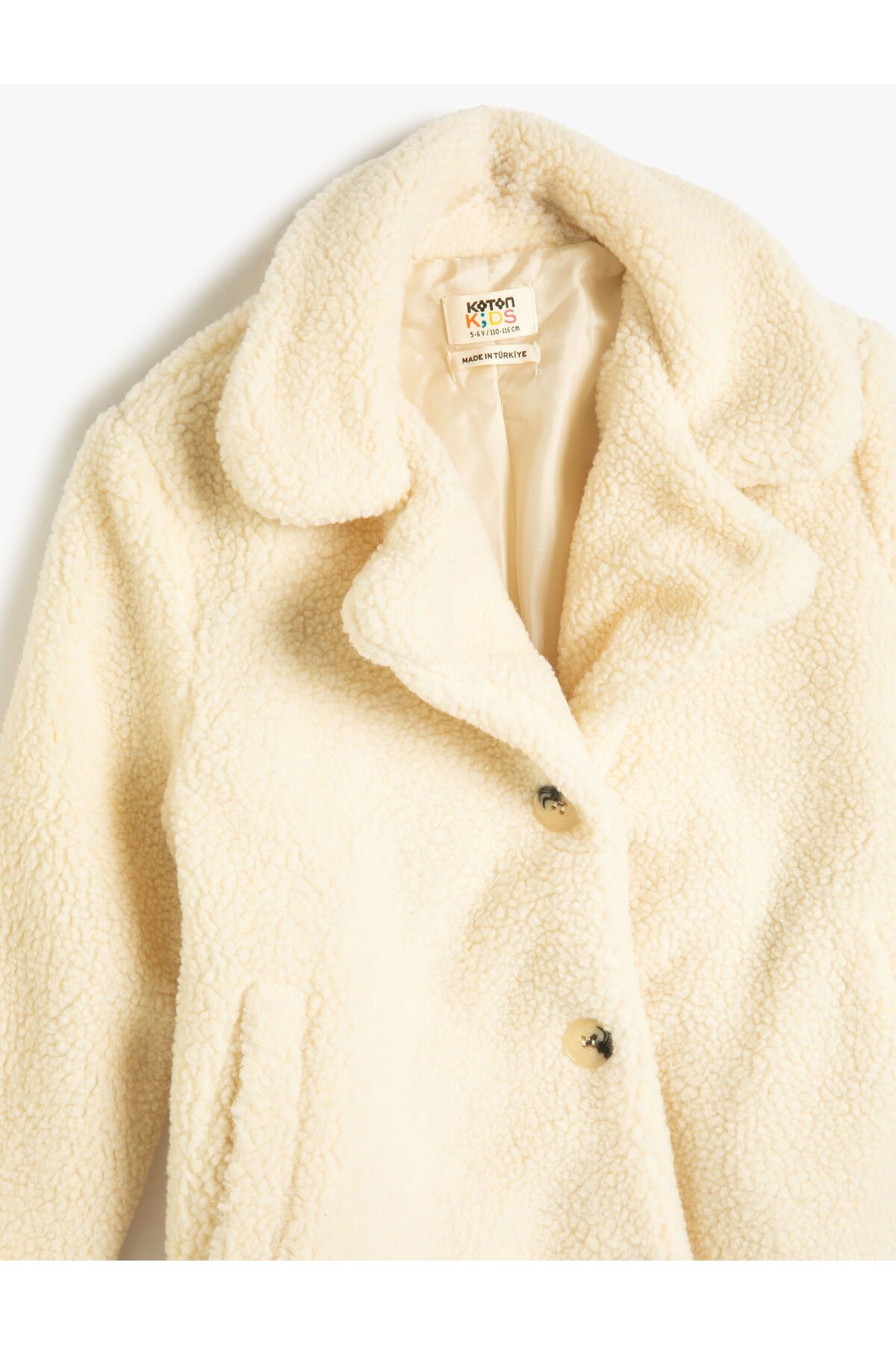 Koton-Plush Coat with Button Closure Pockets 3
