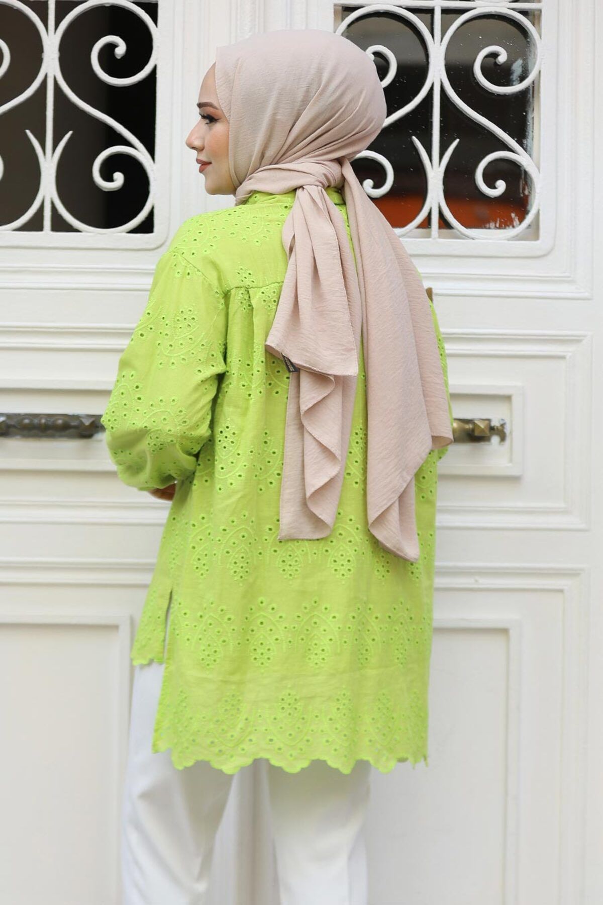 Neva Style-Mint Laced Hijab Tunic - 13512Mint 3