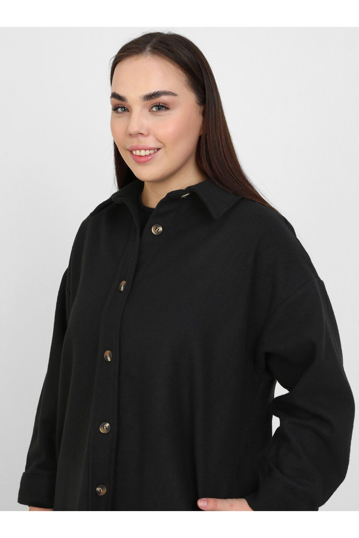 ALİA-Large Size Patterned Oversize Stamp Jacket - Black - Alia 2