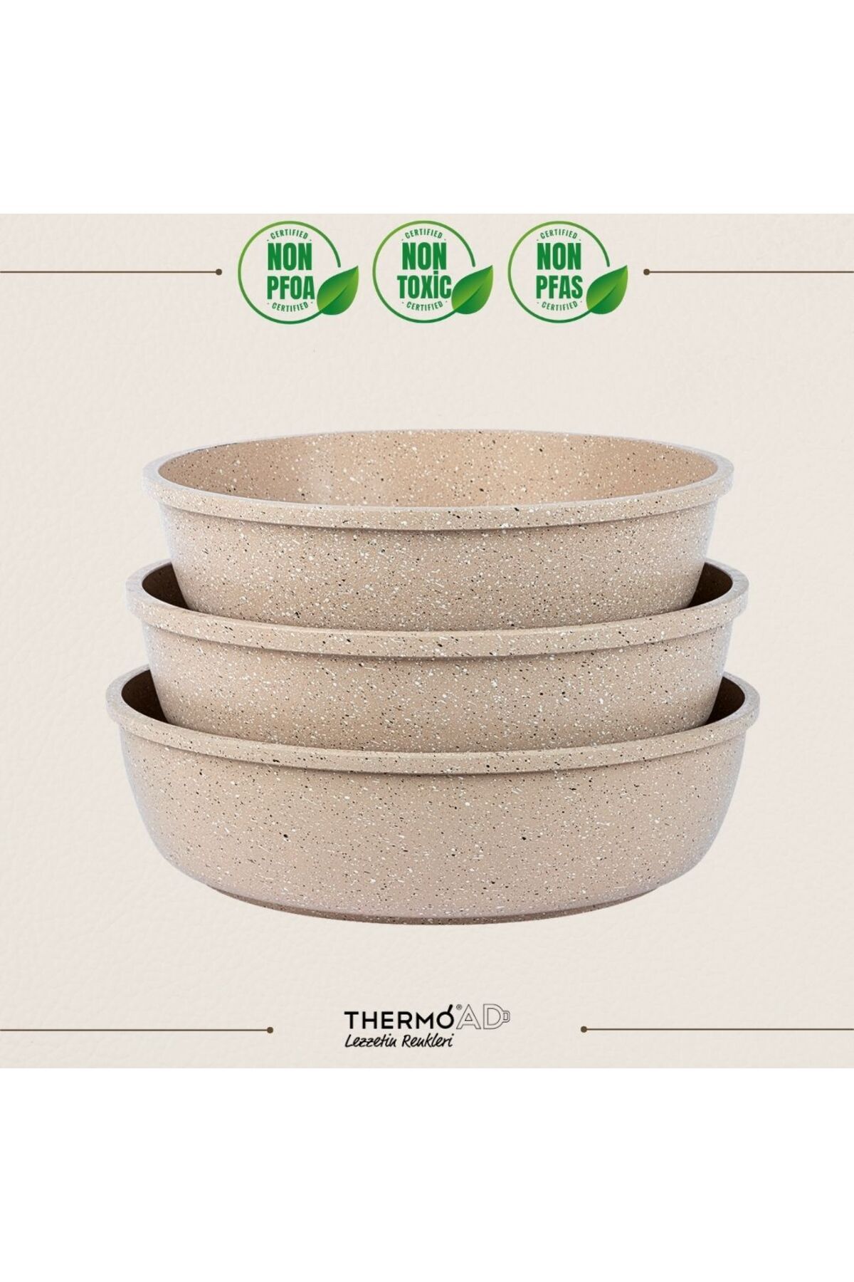 ThermoAD-|   Round Tray Set |   3 Pieces |   Mink |   28 Cm-30 Cm-32 cm 1