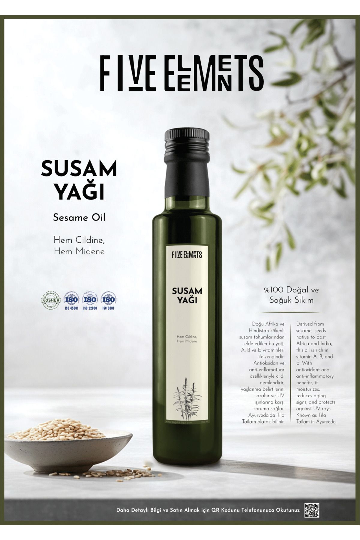 Ulyo Gıda Five Elements Susam Yağı 250 ml