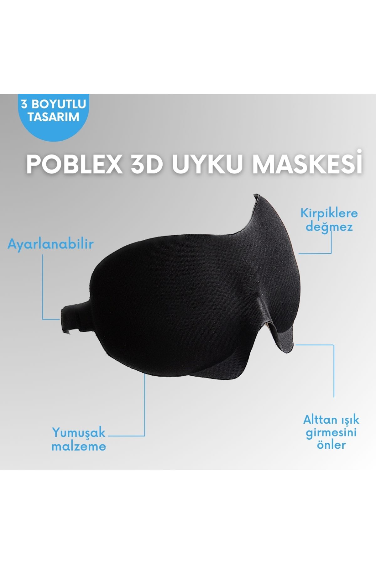 Poblex 3d Uyku Maskesi - Köpük Kulak Tıkacı Hediyesi