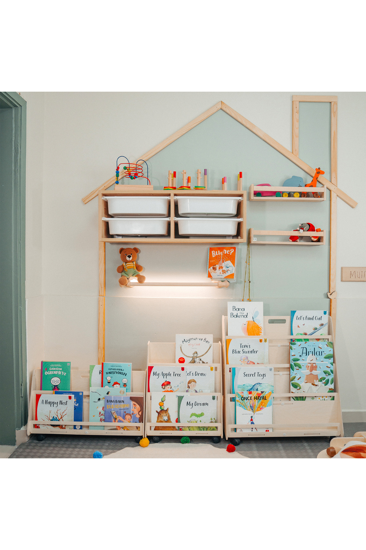 Wodiza Çocuk Odası Düzenleyici Kitaplık 3katlı Kitaplık Yükseklik: 55 Cm En: 48 cm