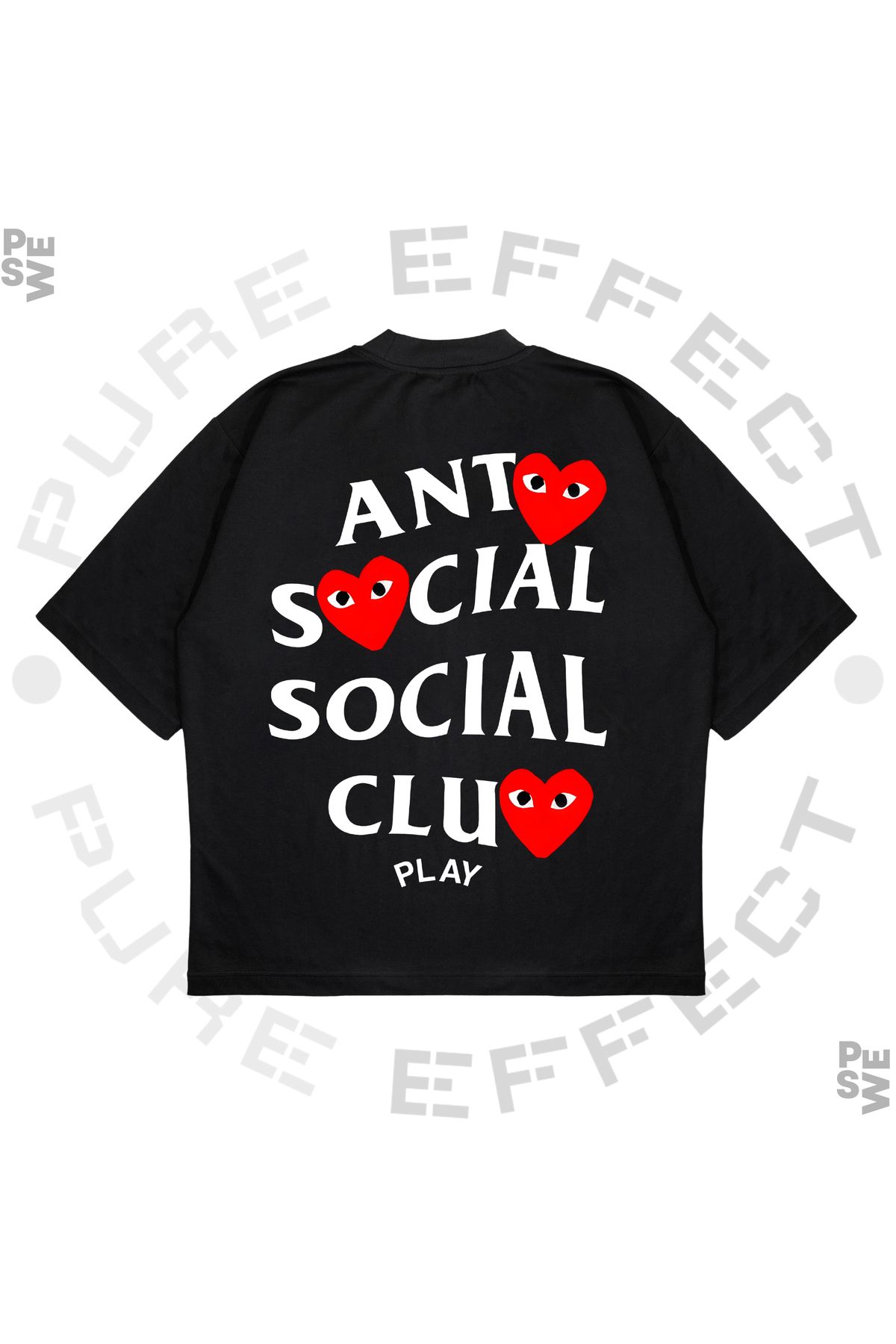 PURE EFFECT-Anti Social Club - Unisex Oversize T-Shirt 100% Cotton, Heart and Breathable 2