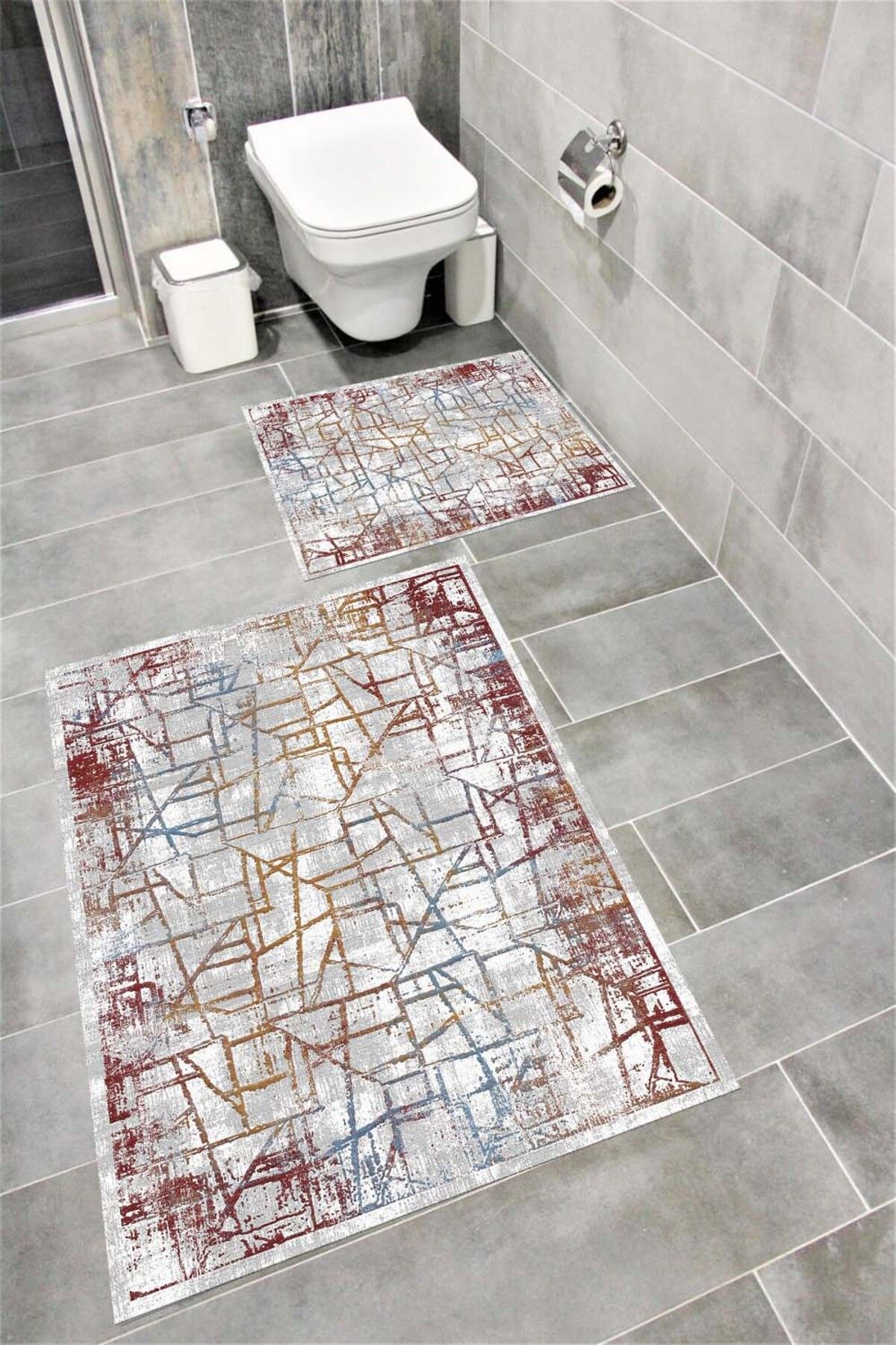Bordo Halı Su Emici Yumuşak Kaymaz Taban Sünger Dolgulu Yıkanabilir Dekoratif Banyo Paspası-1171