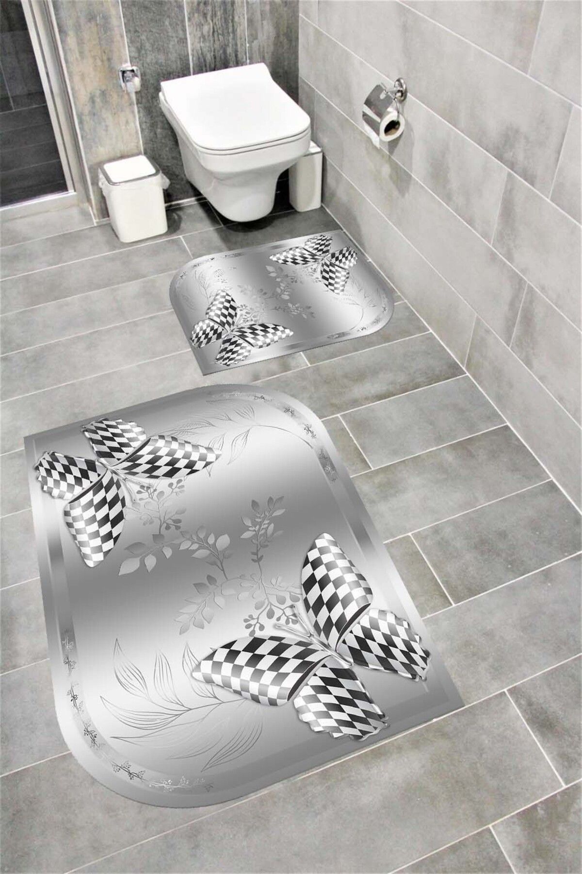 Bordo Halı Su Emici Yumuşak Kaymaz Taban Sünger Dolgulu Yıkanabilir Dekoratif Banyo Paspası-1191