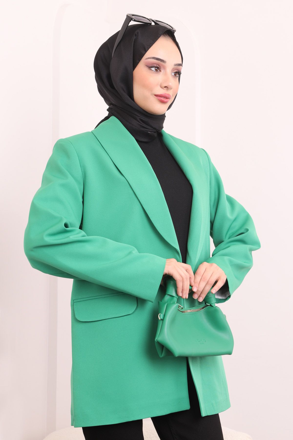 İmajButik-Green Lined Blazer Jacket 3