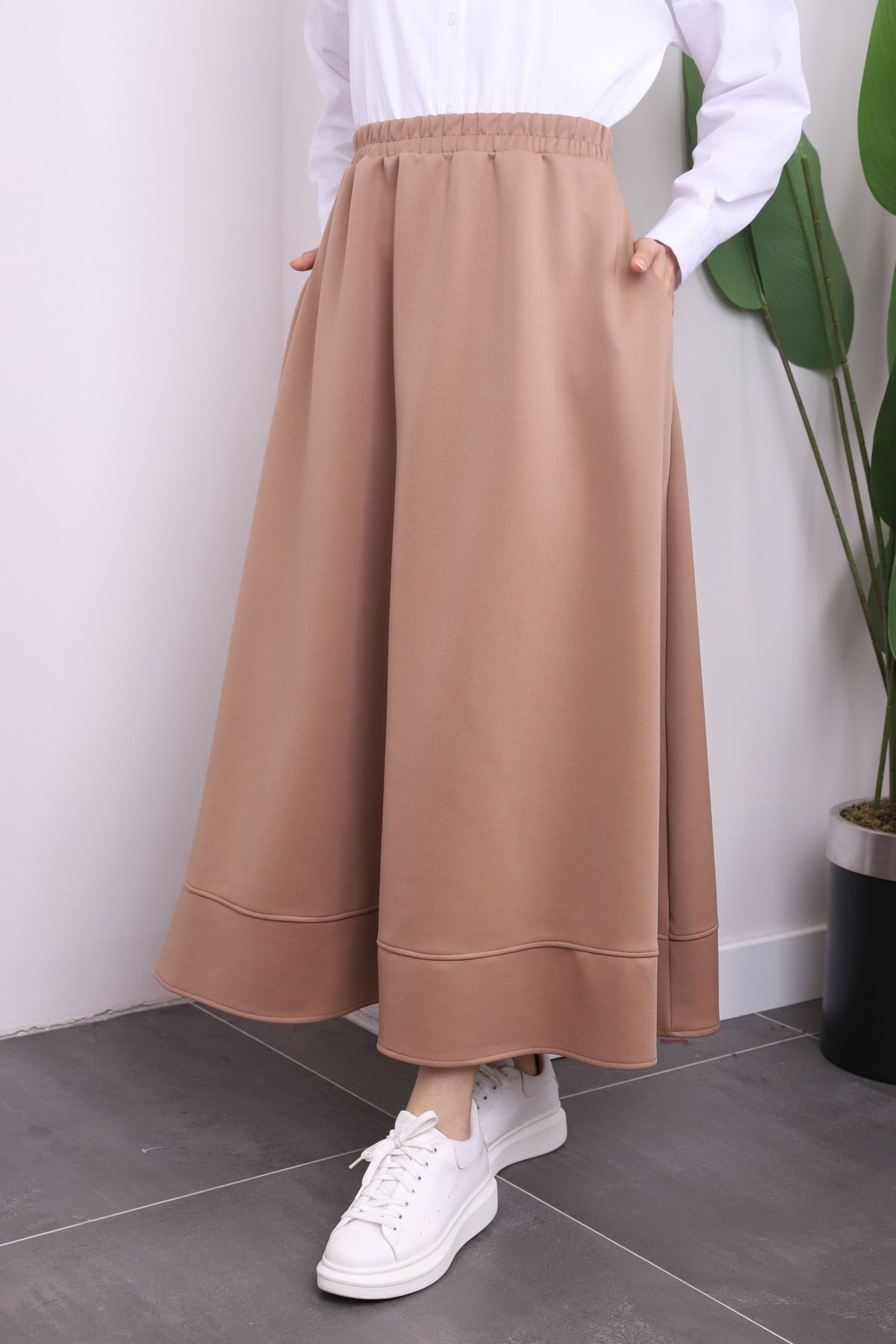 İmajButik-تنورة واسعة بجيوب من فرو المنك 4
