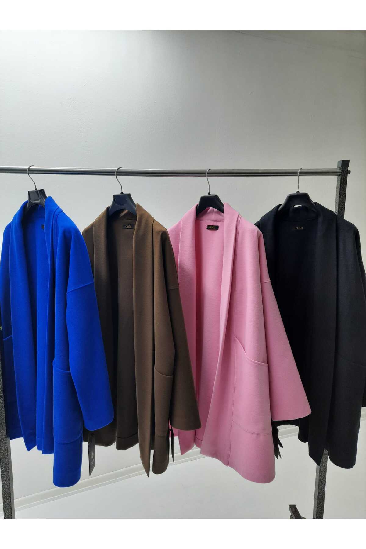 Kahverengi Kışlık Günlük Oversize Standart Kısa Kaliteli Kaşe Kaban 36-44 Beden — قهوه‌ای 515 — تصویر 9 از 9