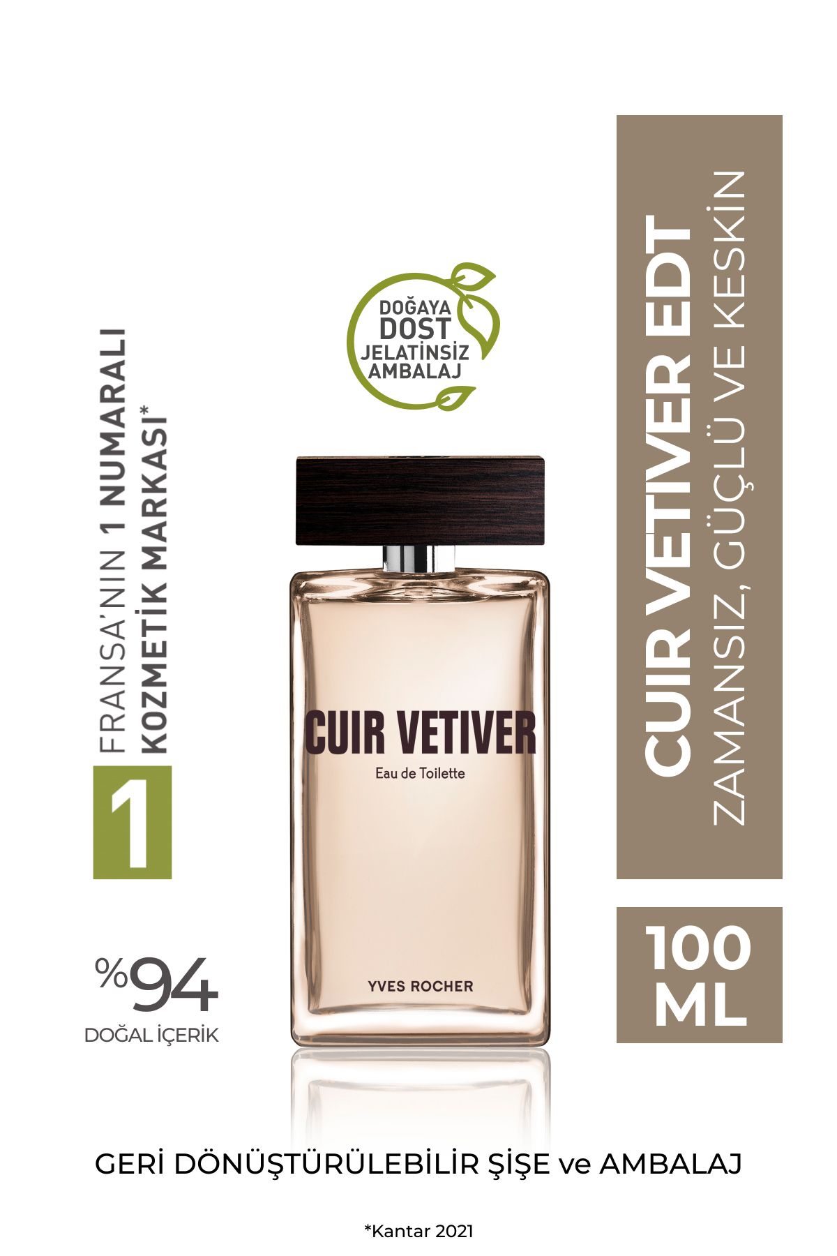 Yves Rocher DİKKAT ÇEKEN Kalıcı Bir Etki Bırakır Cuir Vetiver Erkek Edt 100 Ml S.GÜZELL