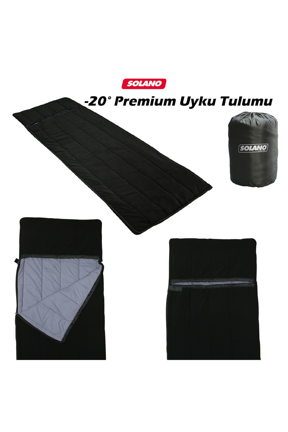 Solano - 20° Premium Haki Uyku Tulumu, Kamp, Avcılık, Balıkçılık, Outdoor Askeri Uyku Tulumu