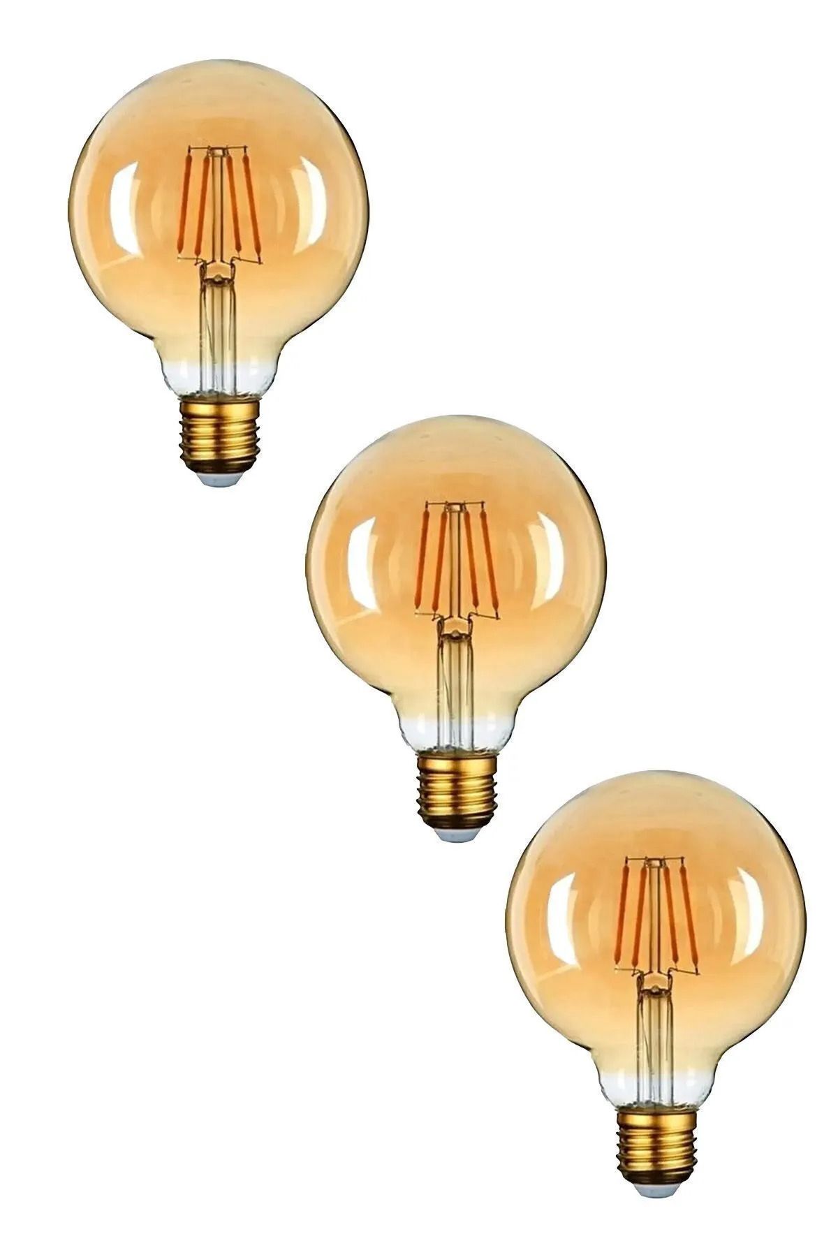 4W 220V E27 G95 Rustik LED Ampul G95-4 3'lü Paket