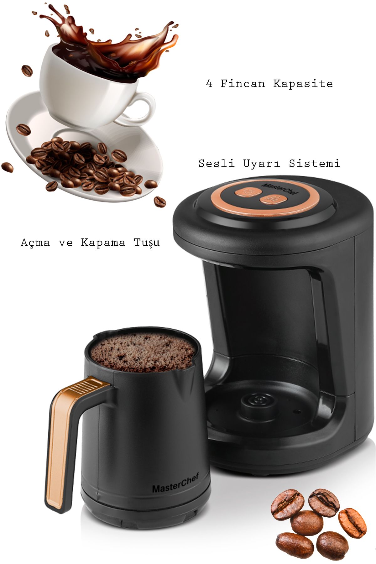 Masterchef-Embed Turkish Coffee Maker - 4 Cup Capacity Experience with Plenty of Sparkling and Delicious Coffee 4