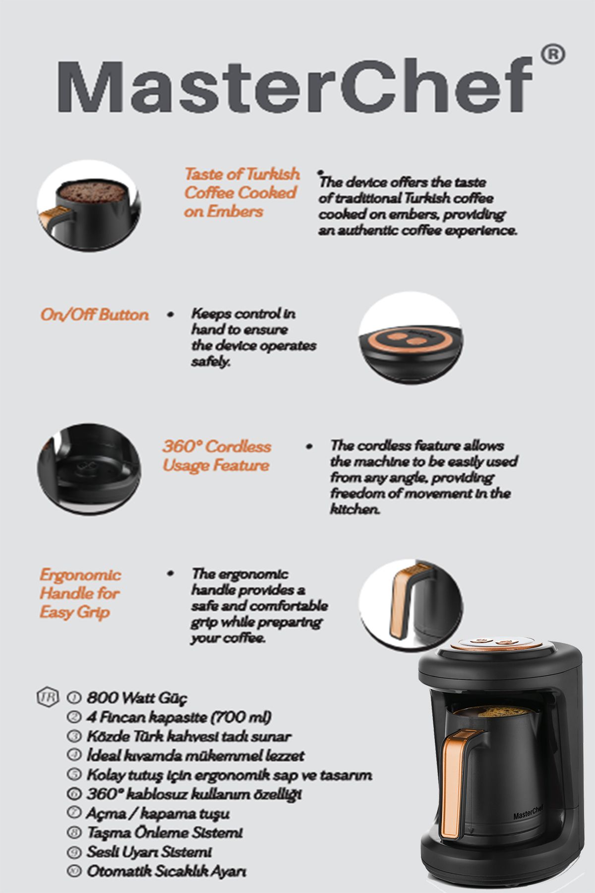 Masterchef-Embed Turkish Coffee Maker - 4 Cup Capacity Experience with Plenty of Sparkling and Delicious Coffee 2