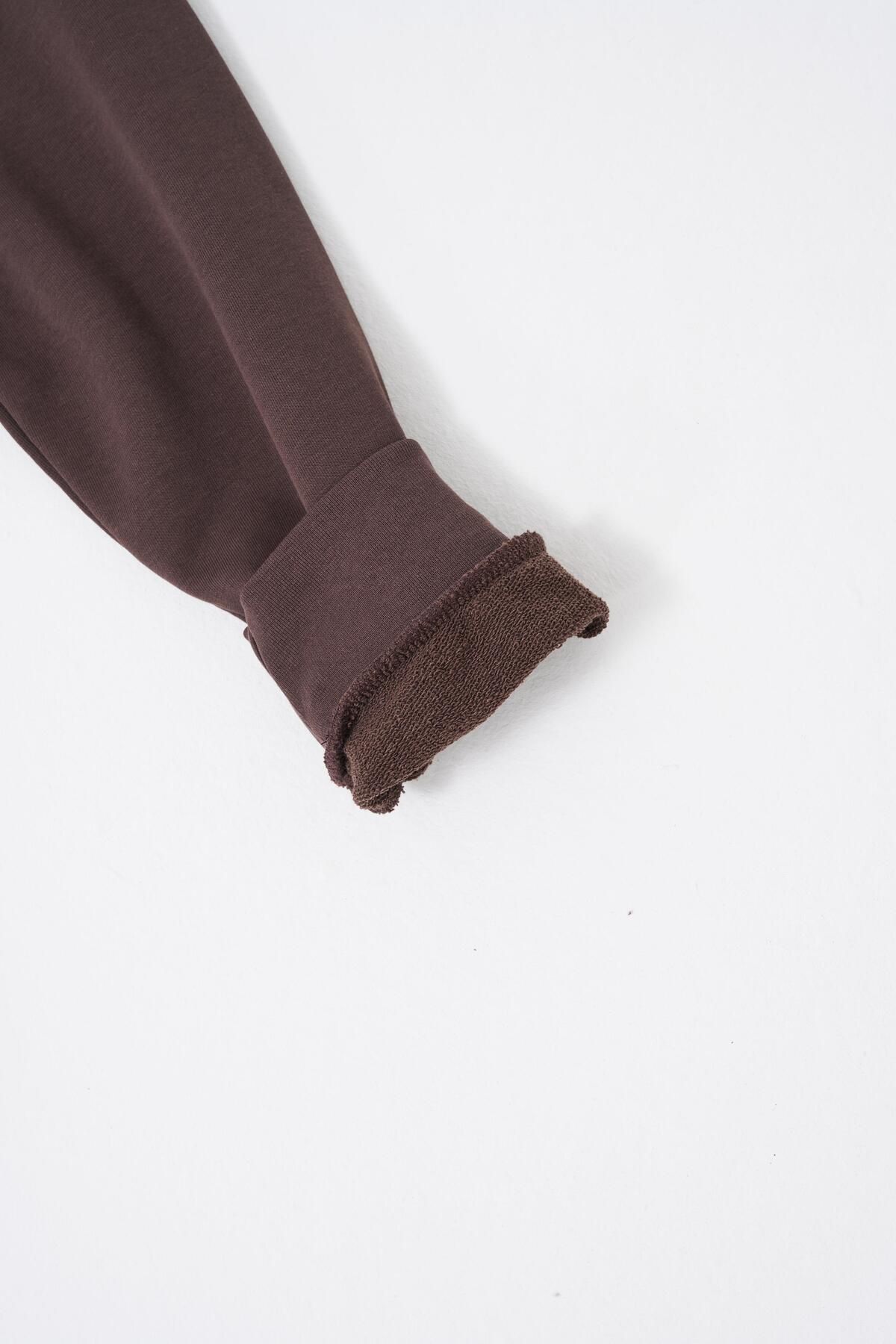Erkek Basic Oversize Kahve Sweatshirt - 8