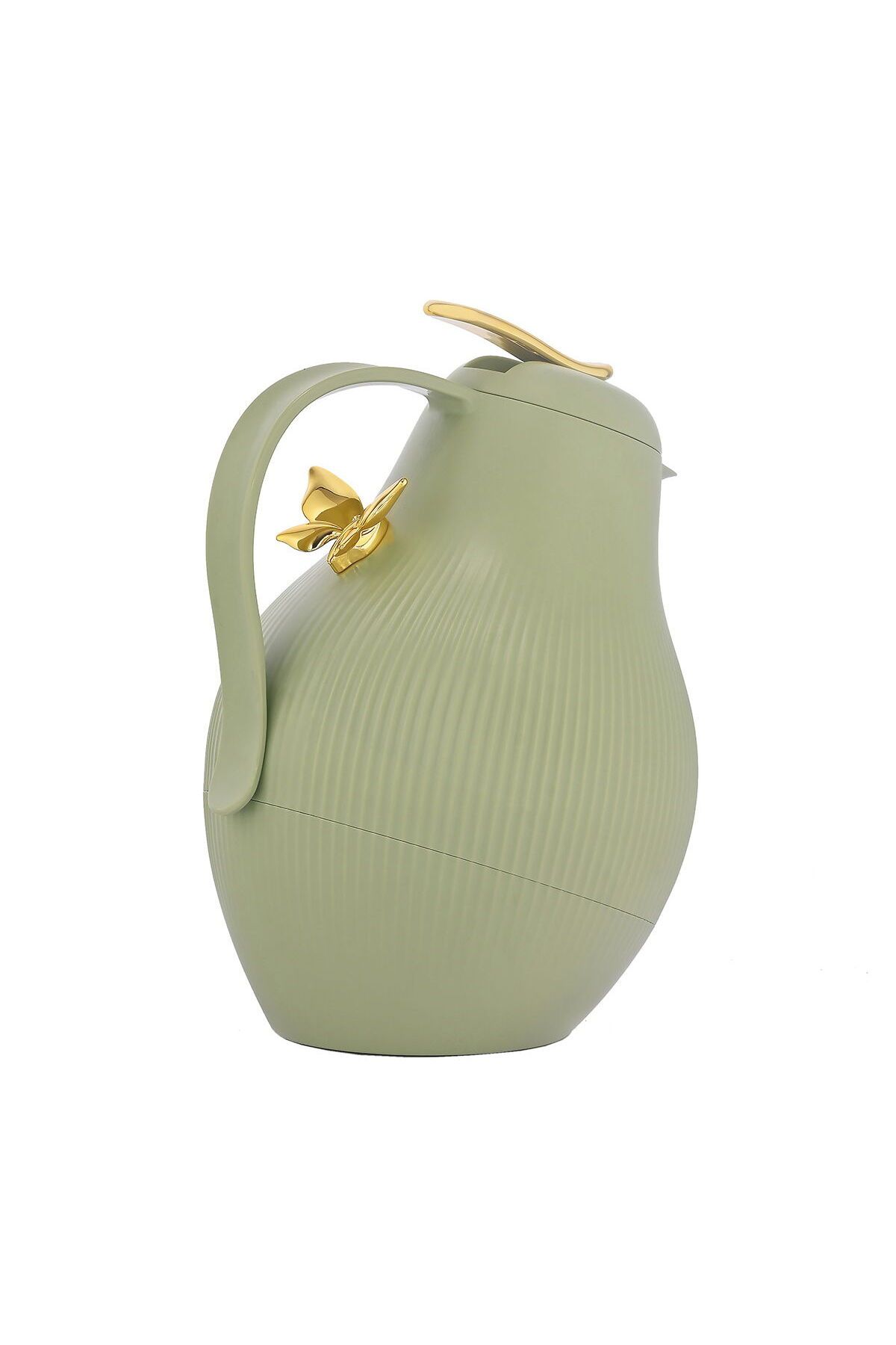 Alsaif Gallery-Dora Thermos Green Willow Leaves Butterfly Gold 1.5 Liters 1