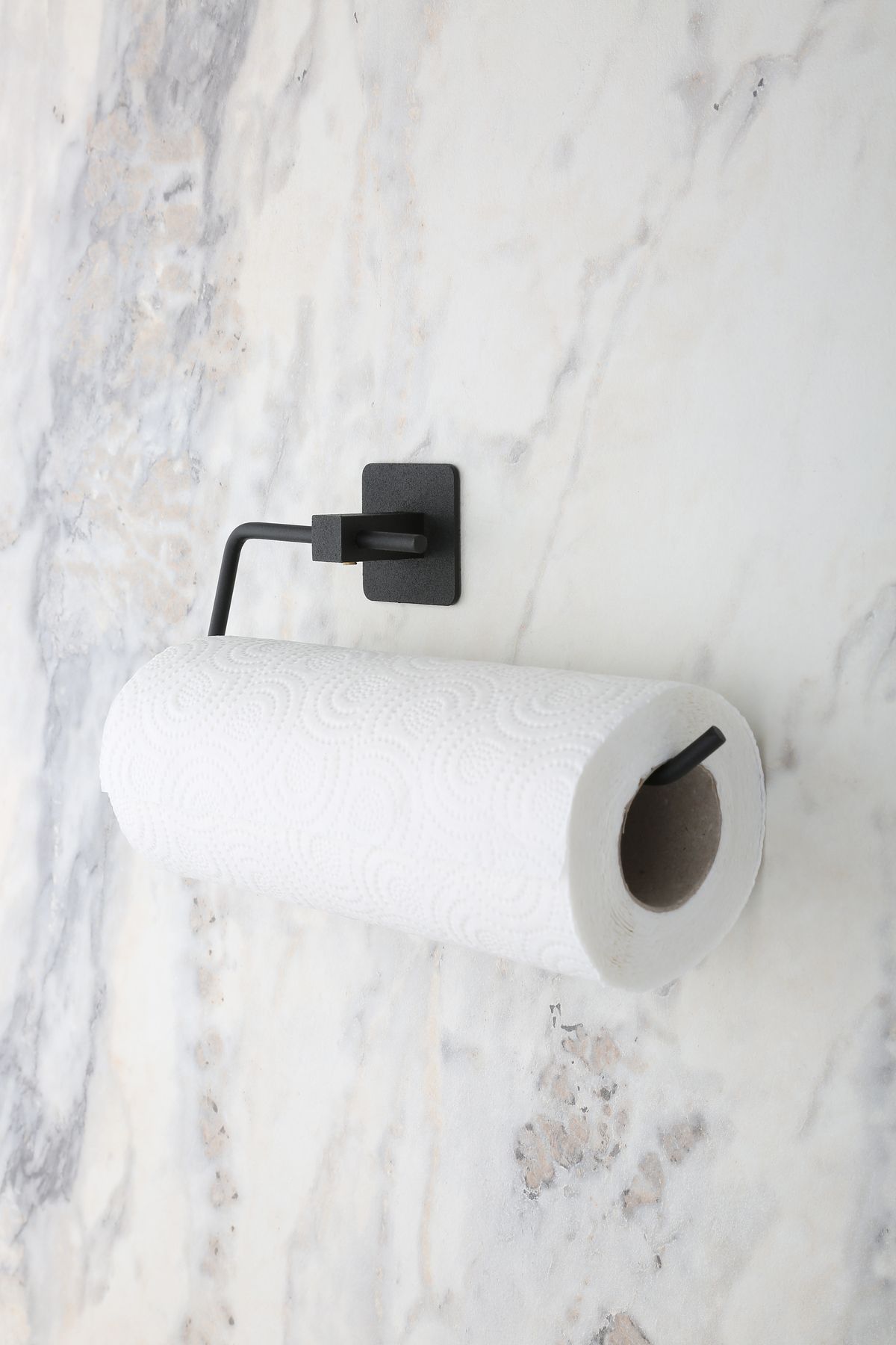 evina-Black Square Adhesive Long Towel Holder Set - Roll & Wc Toilet Paper Holder 6