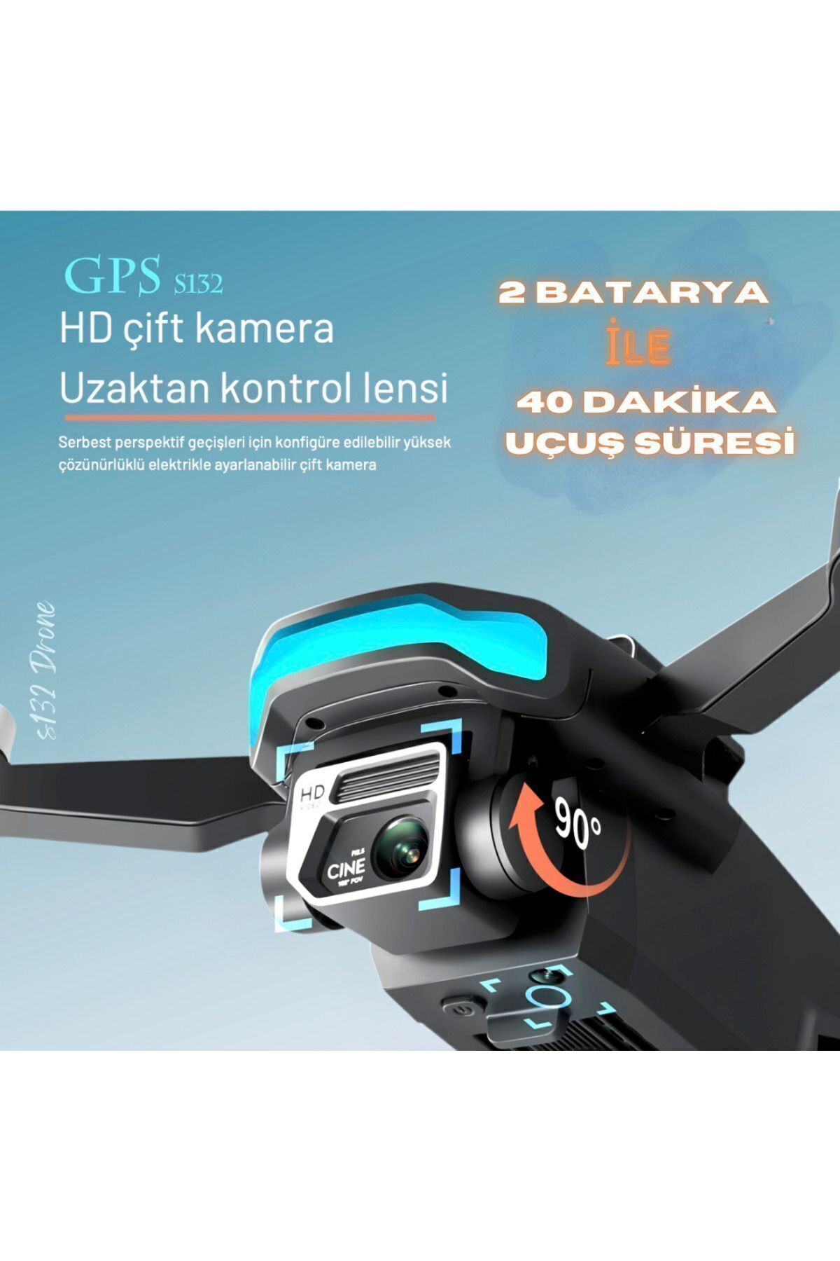 piha S132 Gps Drone 2batarya Ile 40dk Uçuş Süresi Beni Takip Et Modu Engelden Kaçınma Modu