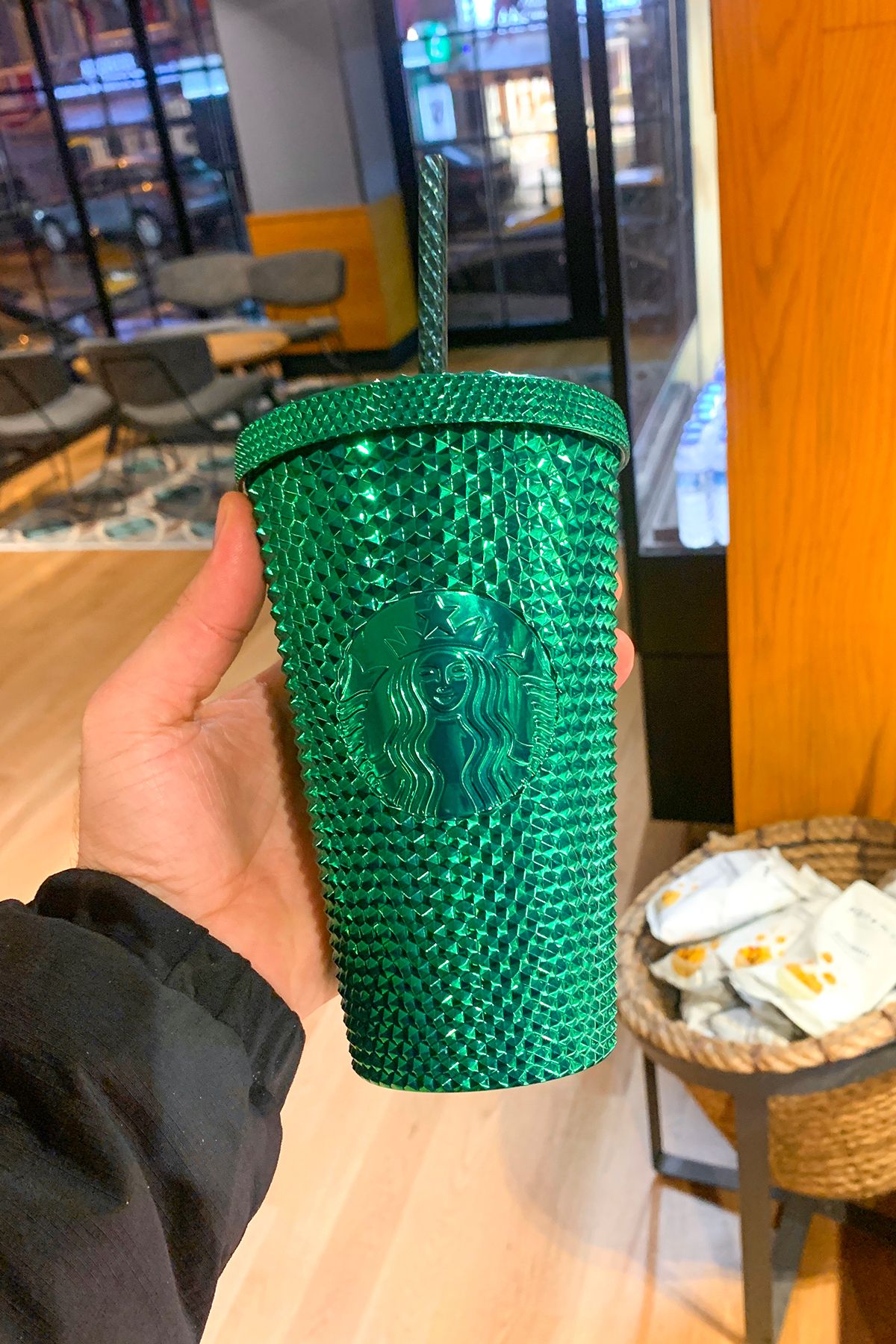 Starbucks-Green Shiny Sparkling Thermos Cup with Straw 473ml 2