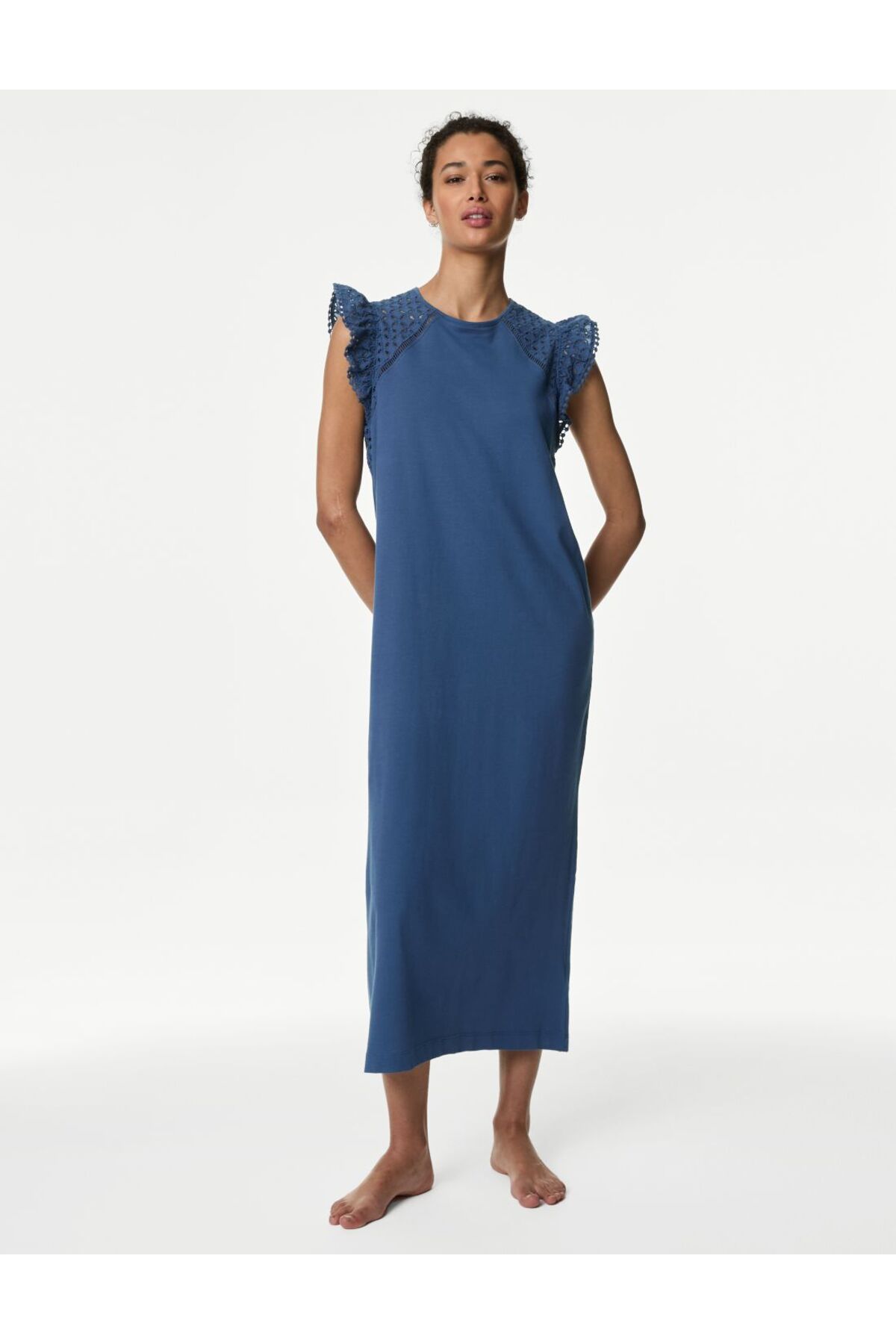 Marks & Spencer Saf Pamuklu Dantel Detaylı Gecelik