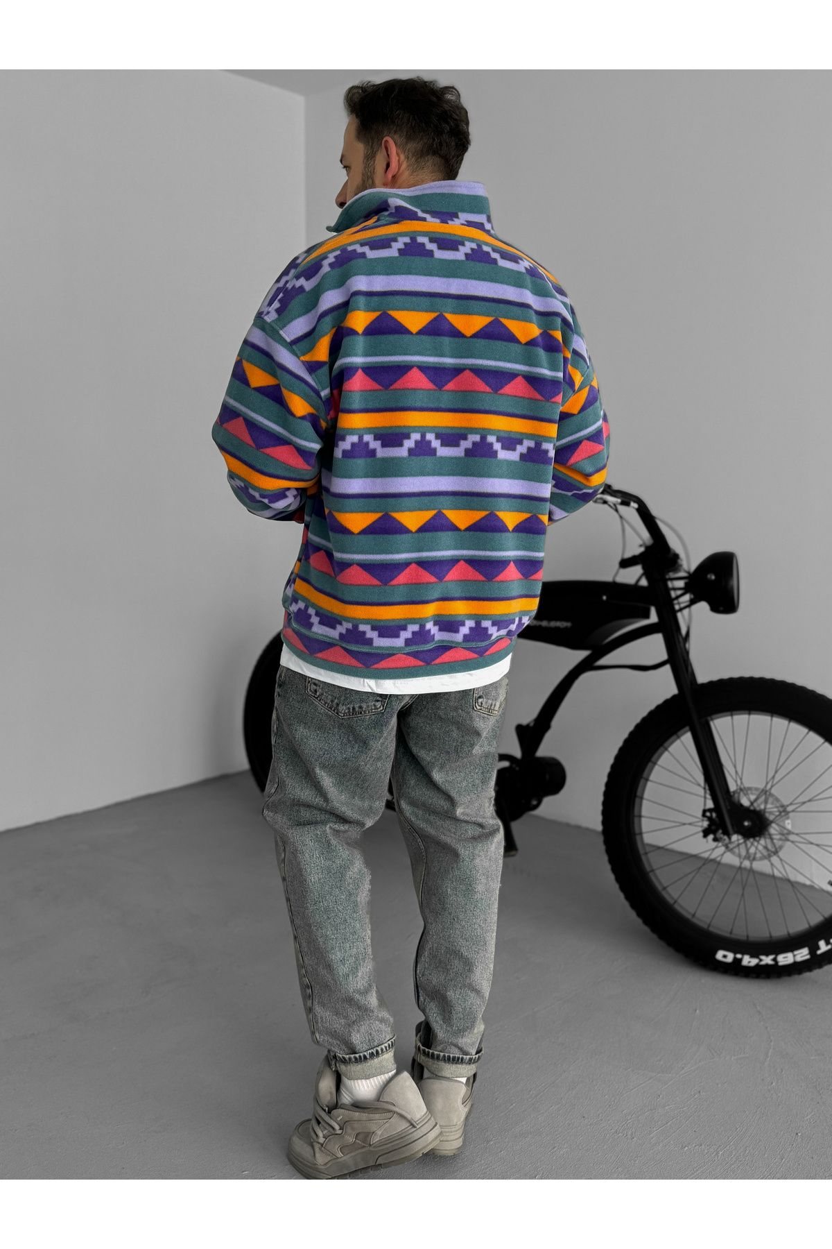 BYBASICMAN-Colorful Mosaic Pattern Fleece Sweatshirt Pm-155 5