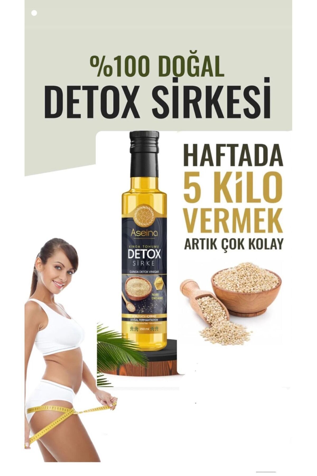 Aseina Kinoa Detox Sirke Ödem Atmaya Kilo Vermeye Yardımcı Doğal Zayıflama,yöntemi Detox Sirkesi 250 ml