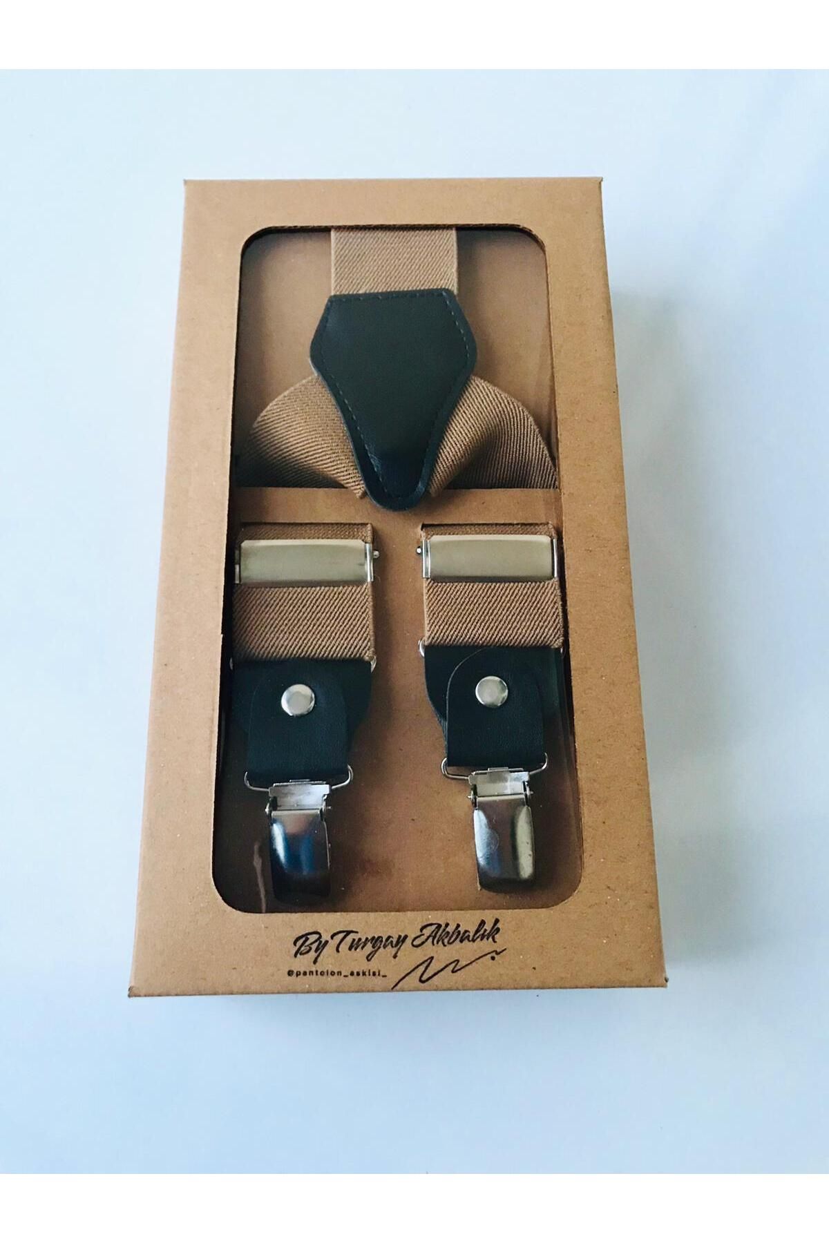 آویز شلوار SuspenderS انتهای چرمی Unisex Metal 3 Clips