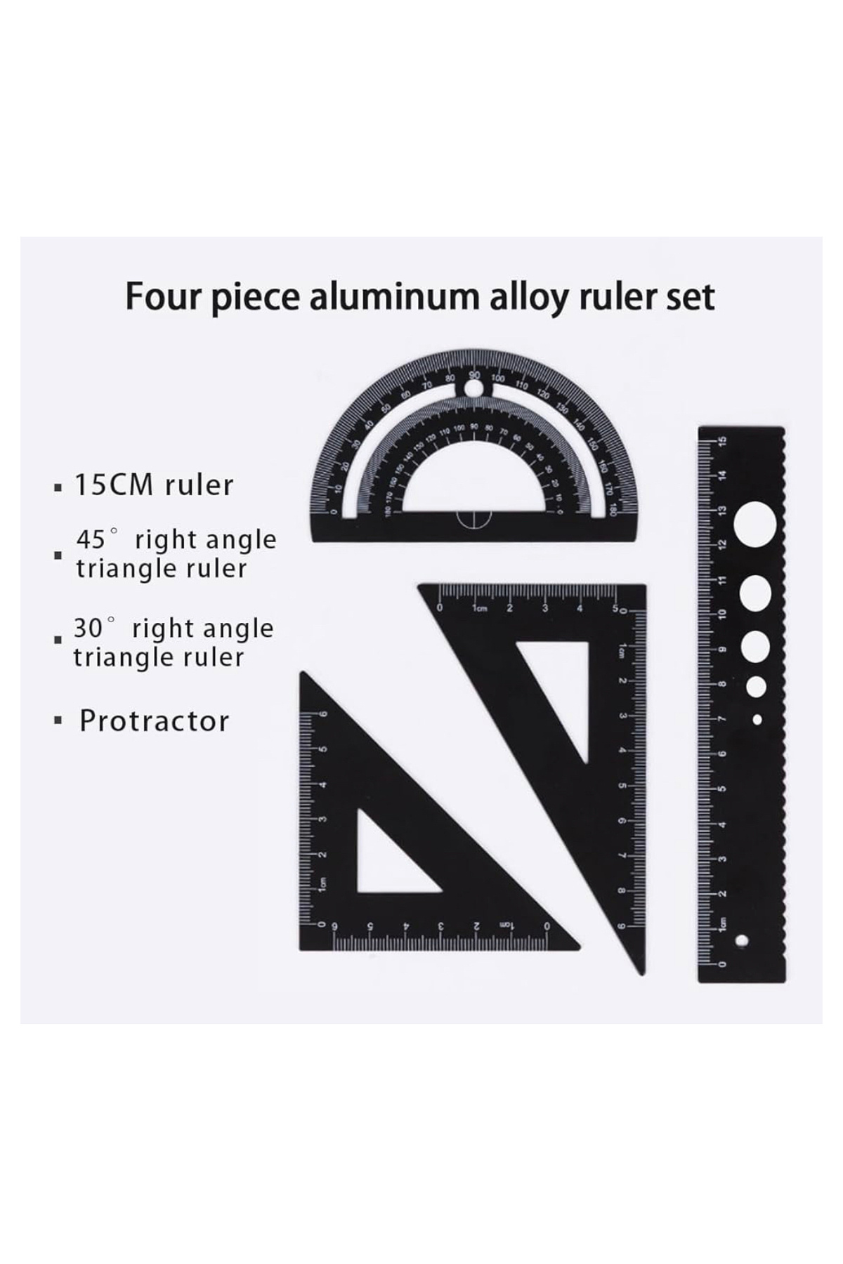 BGA-4 Pcs Geometry Miter Angle Finder Ruler Set Angle Gauge, Triangle Ruler Set 3